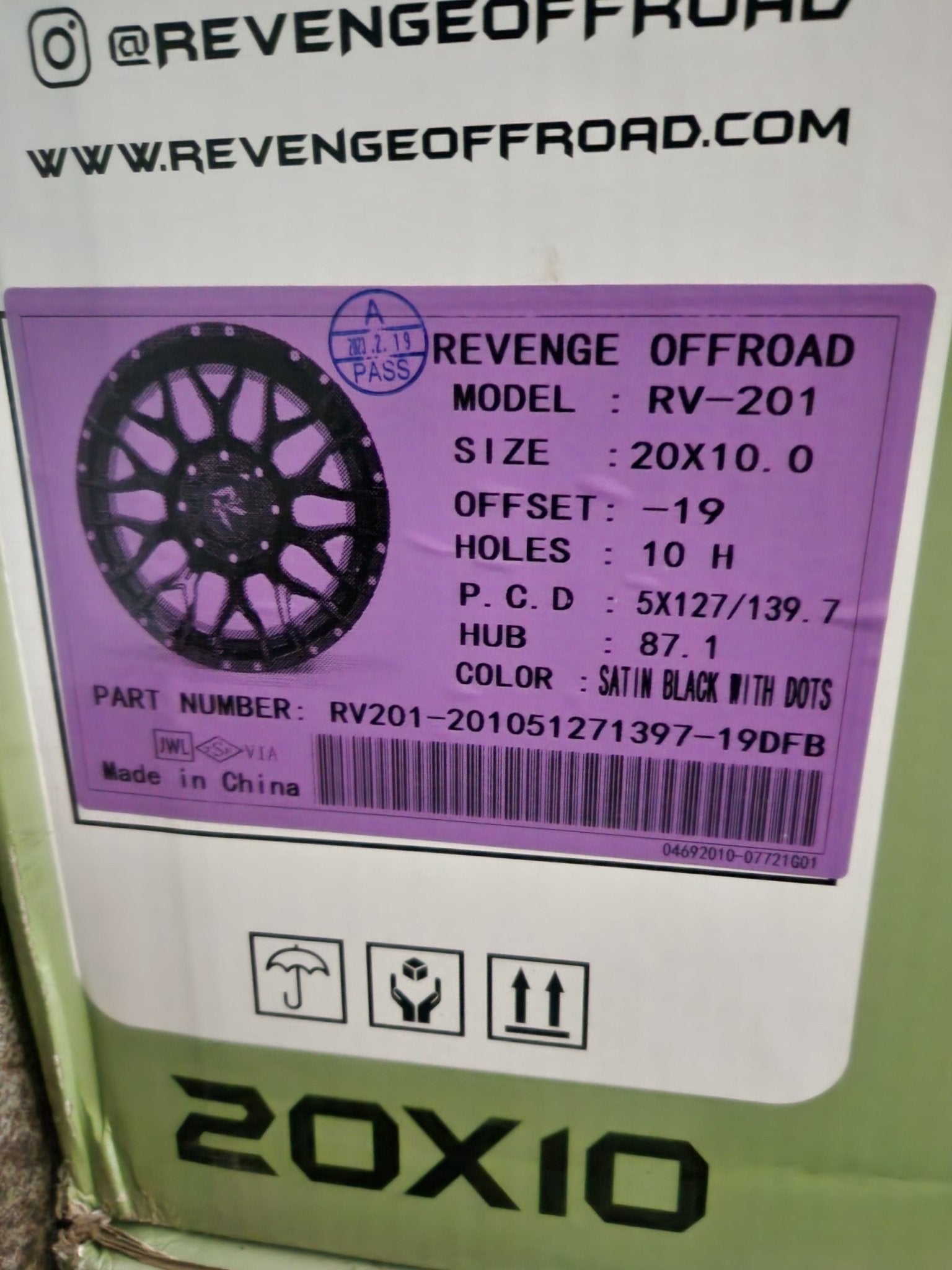 REVENGE RV - 201 20X10 5X127 5X139.7 SATIN BLACK WITH DOTS - Gun Hill Tire House (WTW - WHOLESALE TIRES & WHEELS)