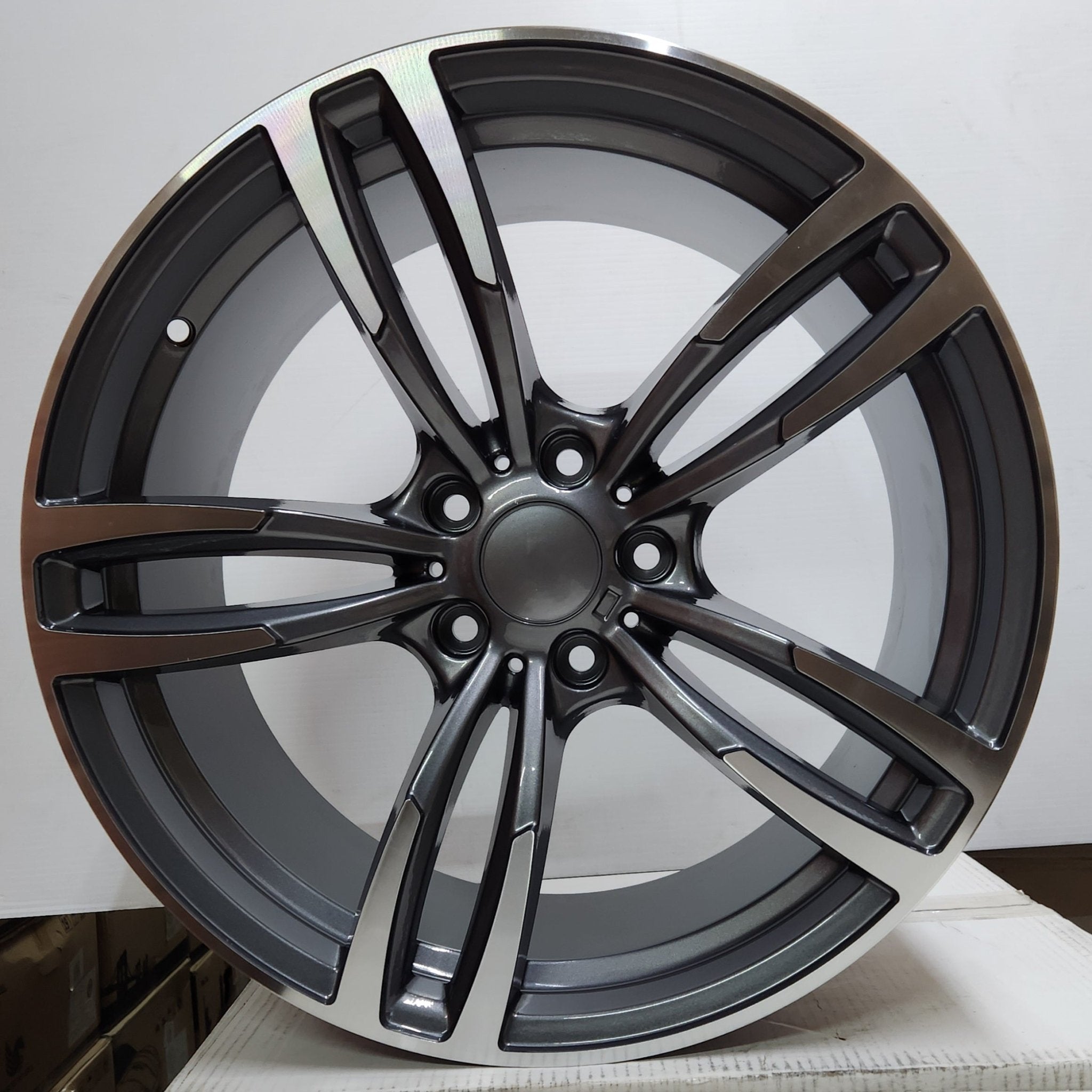 W1121 19x9.5 5x120 GUNMETAL MACHINED FACE - Gun Hill Tire House (WTW - WHOLESALE TIRES & WHEELS)