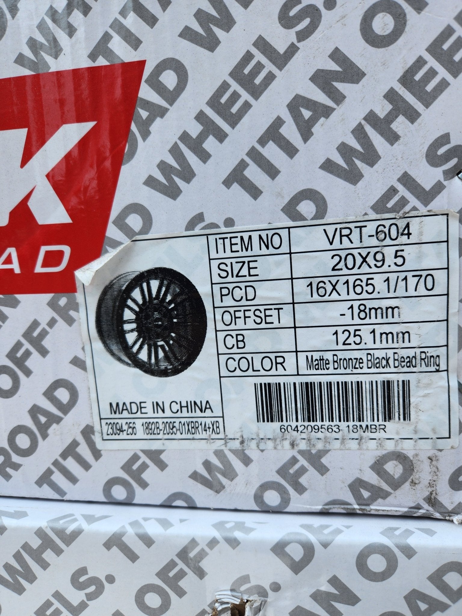 WORTEK VRT - 604 20X9.5 8X165 8X170 MATT BRONZE BLK BEAD RING - Gun Hill Tire House (WTW - WHOLESALE TIRES & WHEELS)