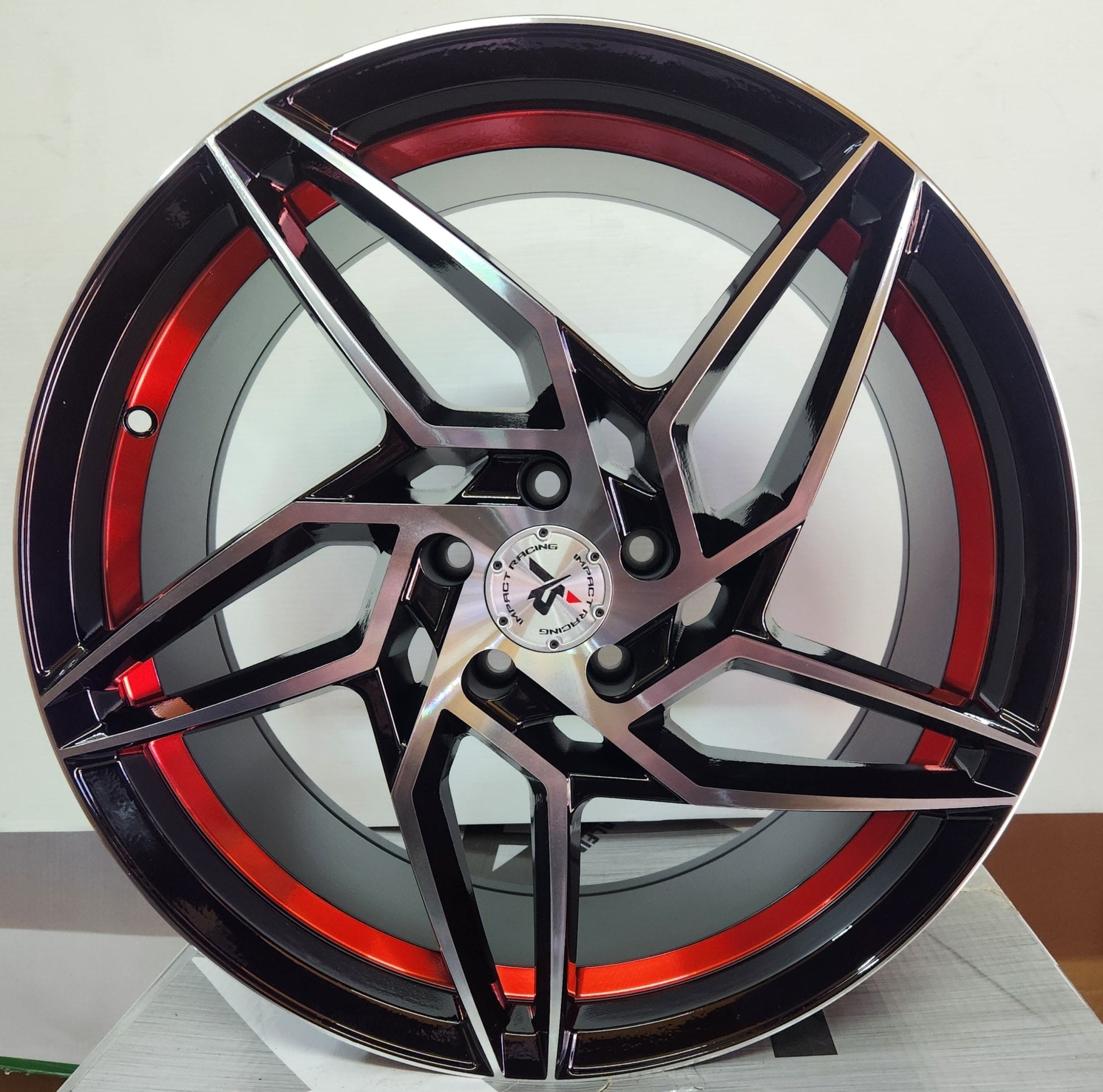 IMPACT RACING 605 20x8.5 5x114.3 GLOSS BLACK MACHIED FACE RED UNDER CUT - Gun Hill Tire House (WTW - WHOLESALE TIRES & WHEELS)