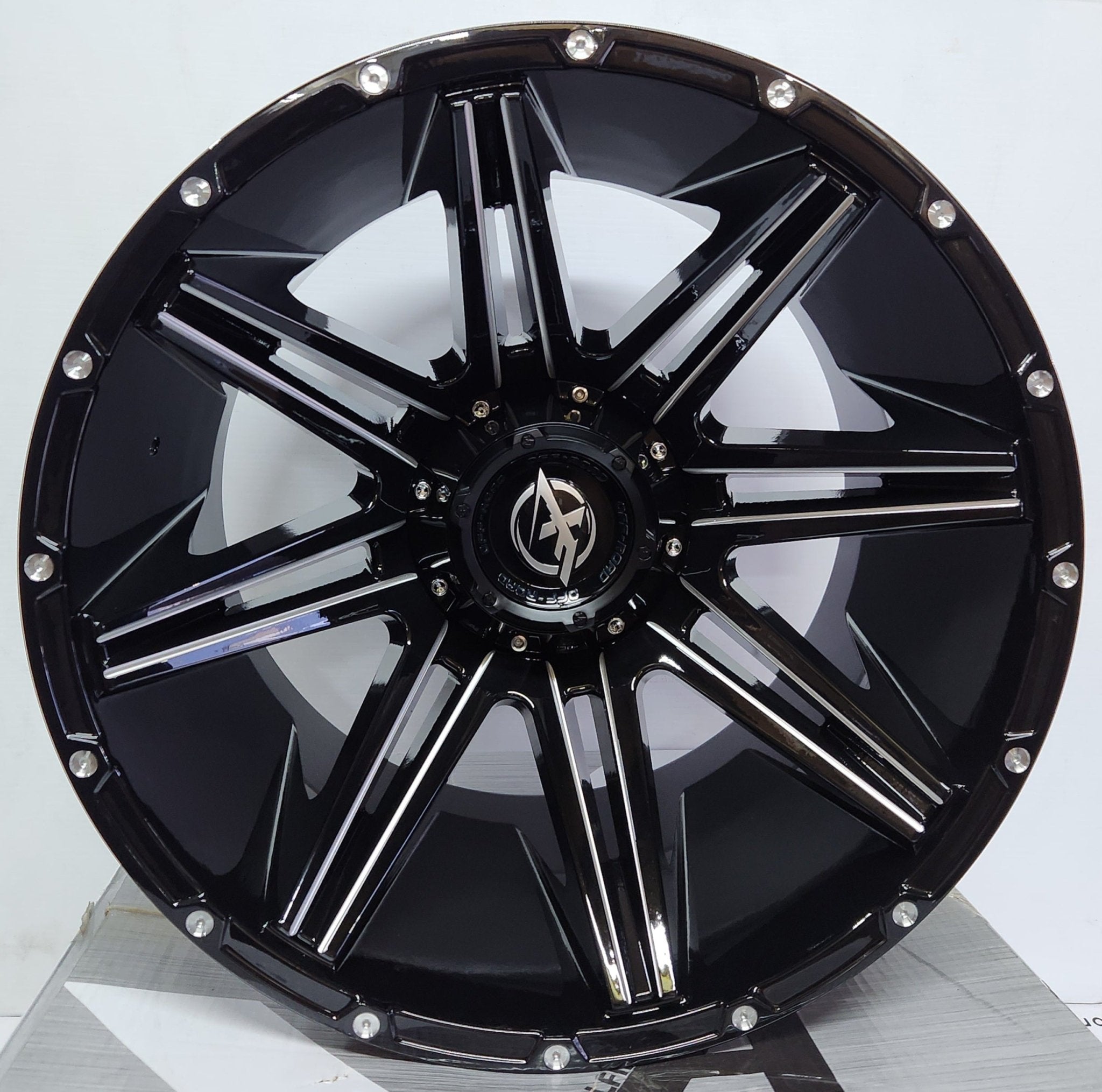 XF220 20x12 5x127 / 5x114.3 BLACK MILLING SPOKE AND SILVER DOTS - Gun Hill Tire House (WTW - WHOLESALE TIRES & WHEELS)