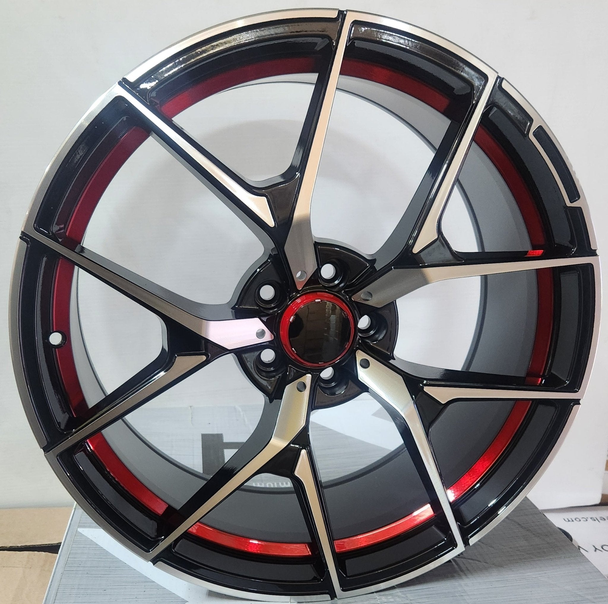 OE RD32 20x8.5 5x112 PIANO BLACK MACHINE FACE RED UNDERCUT - Gun Hill Tire House (WTW - WHOLESALE TIRES & WHEELS)