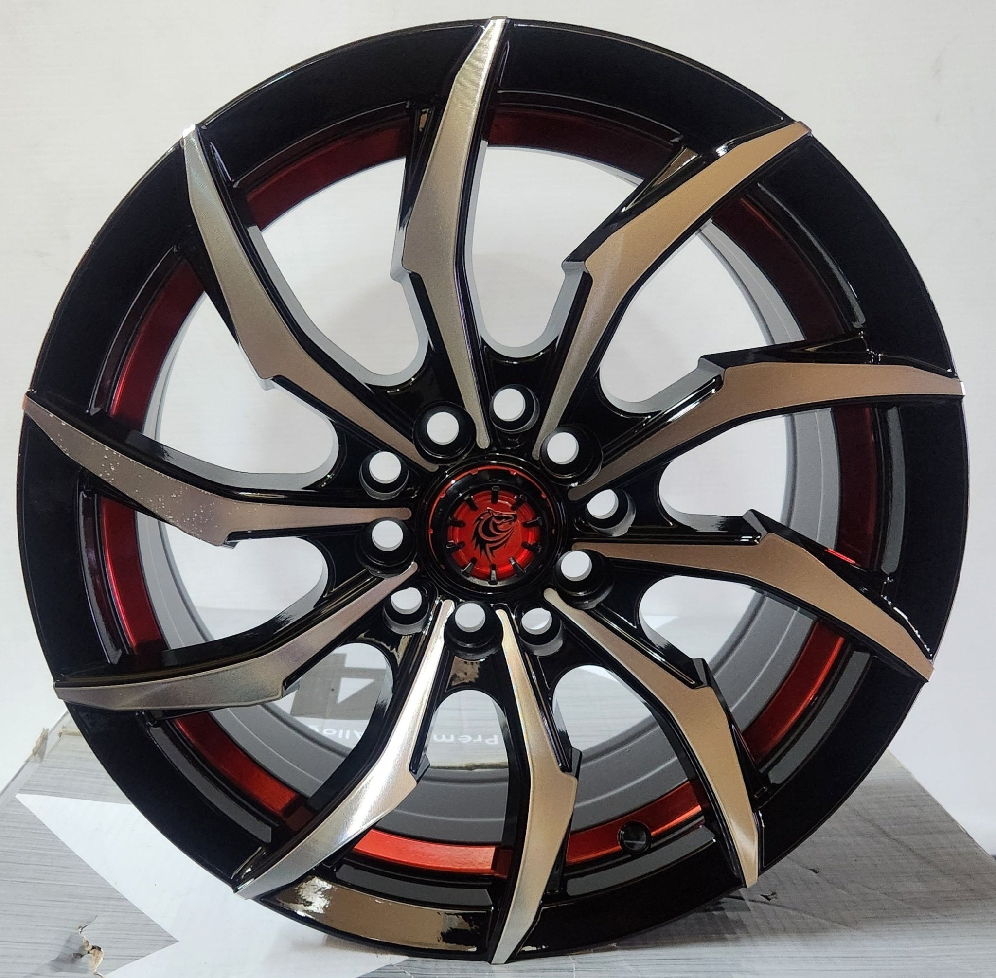 RAPIDASH RD16 15x6.5 5x100 / 5x114.3 GLOSS BLACK MACHINED FACE RED UNDER CUT - Gun Hill Tire House (WTW - WHOLESALE TIRES & WHEELS)