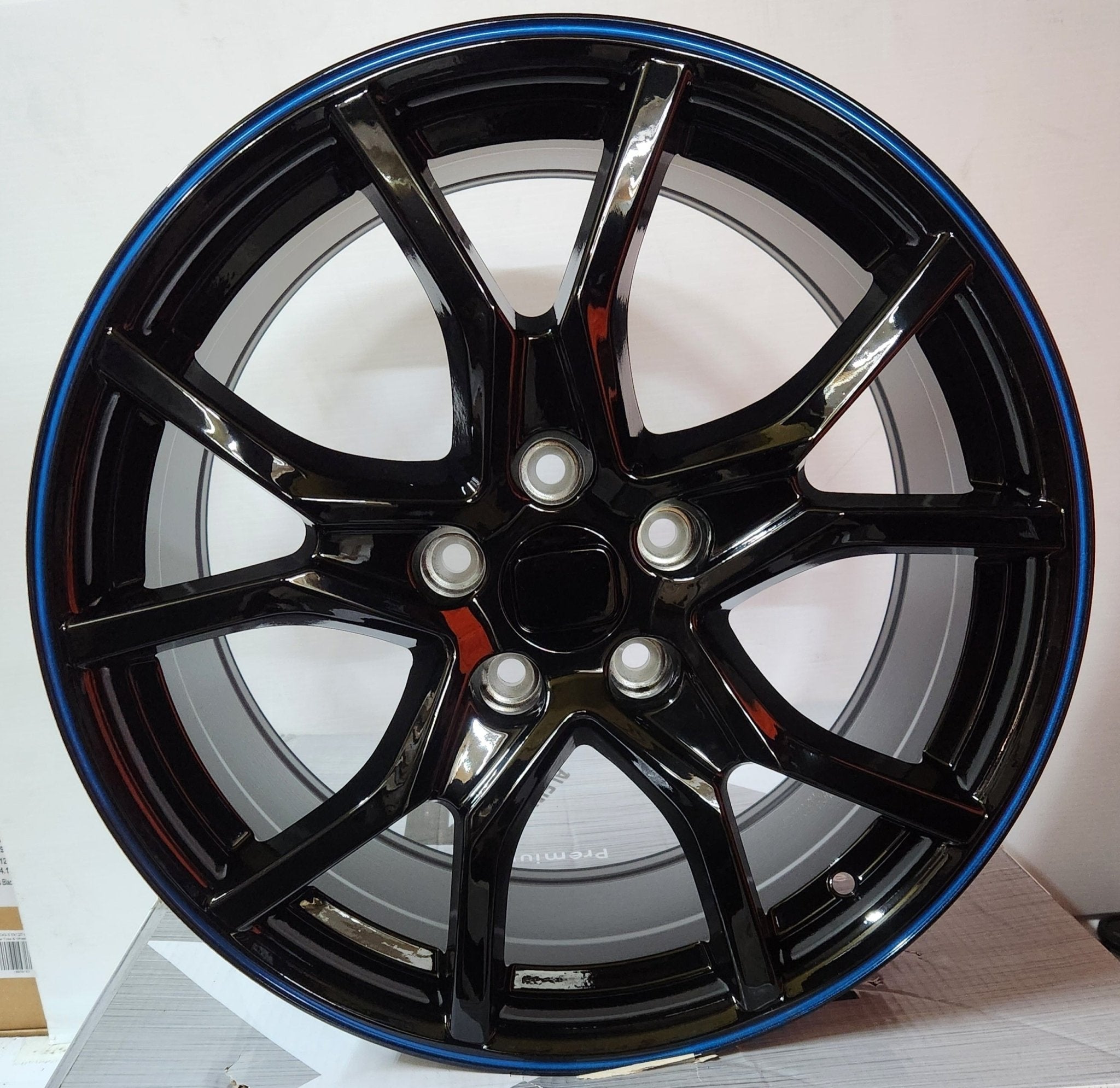 GWG 617 18x8.0 5x114.3 GLOSS BLACK BLUE STRIPE - Gun Hill Tire House (WTW - WHOLESALE TIRES & WHEELS)