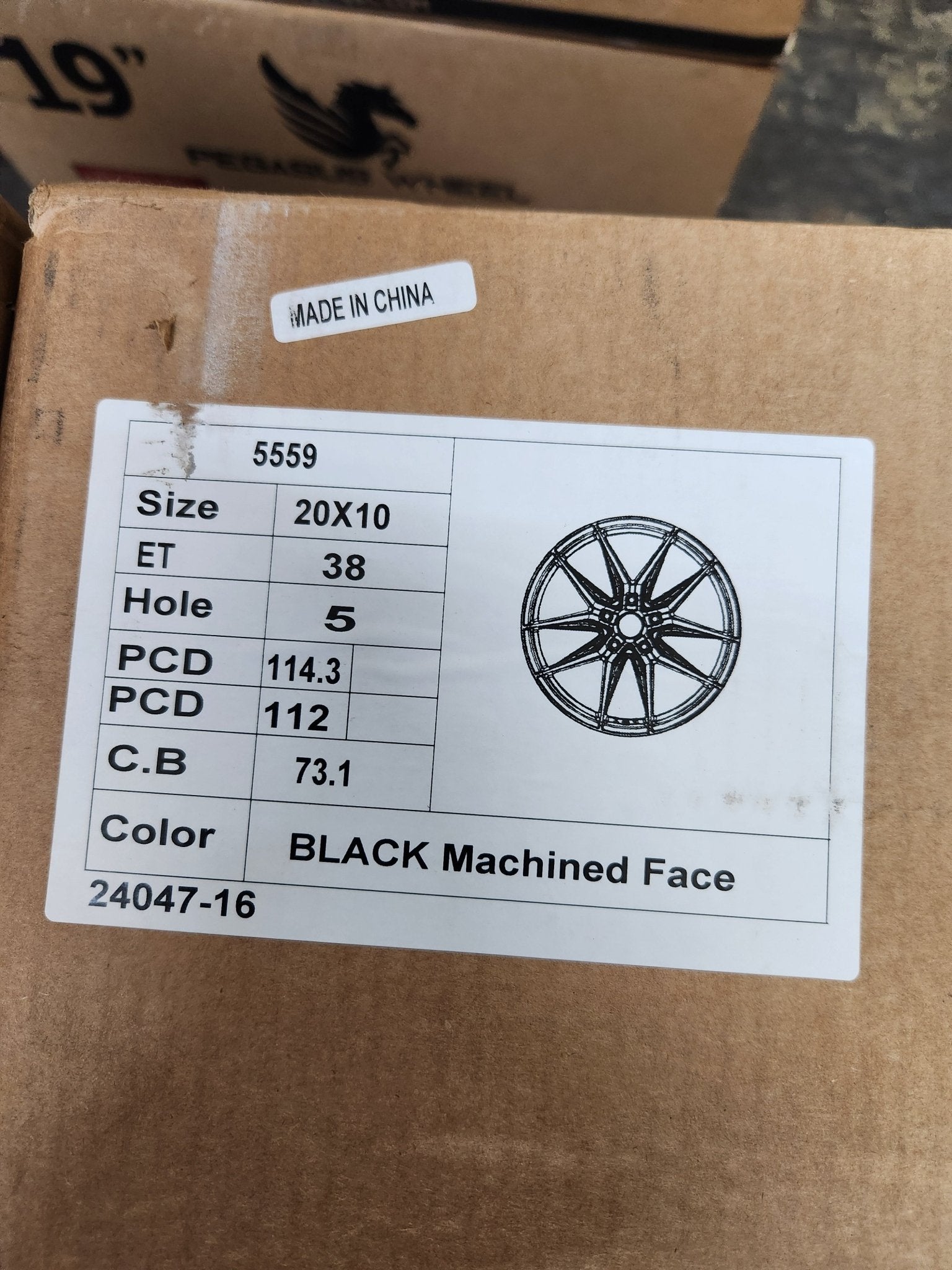 PEGASUS - 5559 Si - 04 20x10 5x112 / 5x114.3 GLOSS BLACK MACHINE FACE - Gun Hill Tire House (WTW - WHOLESALE TIRES & WHEELS)