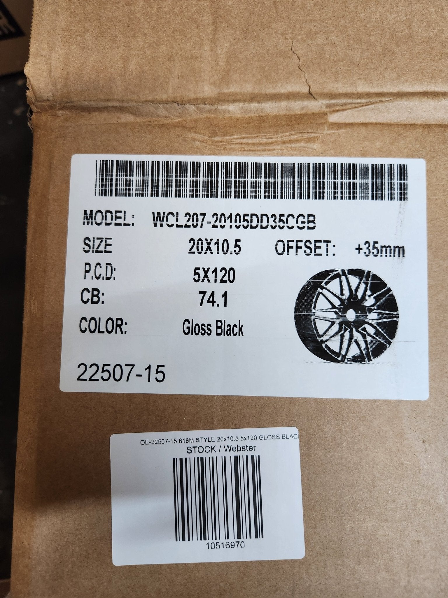 WCL207 - 15 818M STYLE 20x10.5 5x120 GLOSS BLACK - Gun Hill Tire House (WTW - WHOLESALE TIRES & WHEELS)