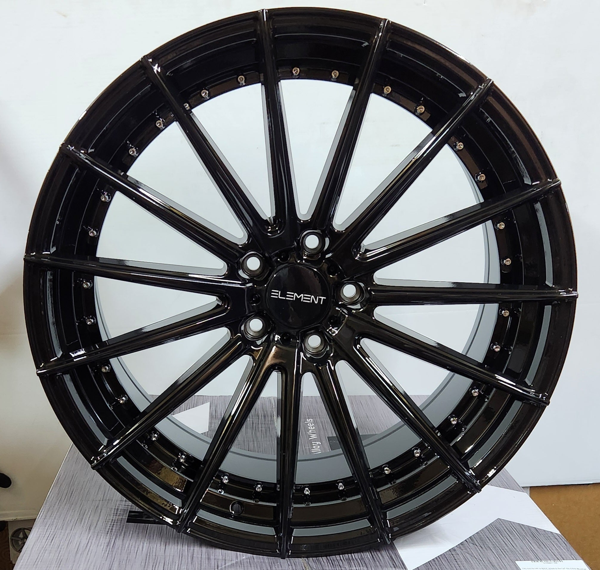 ELEMENT EL - 15 22x10.5 5x127 GLOSS BLACK CHROME RIVETS - Gun Hill Tire House (WTW - WHOLESALE TIRES & WHEELS)