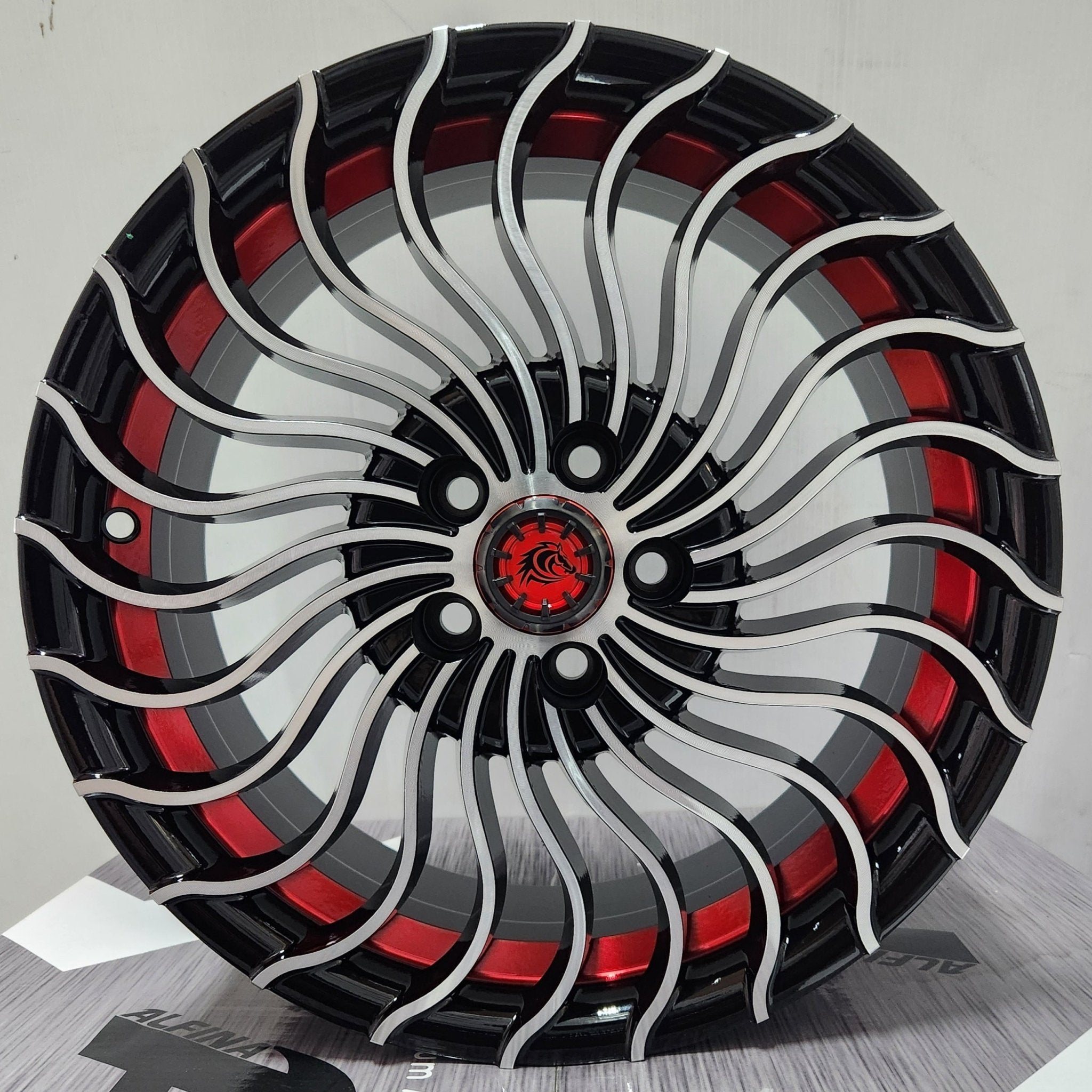 RAPIDASH PW - RD36 16x6.5 5x4.5 PIANO BLACK MF RED - Gun Hill Tire House (WTW - WHOLESALE TIRES & WHEELS)