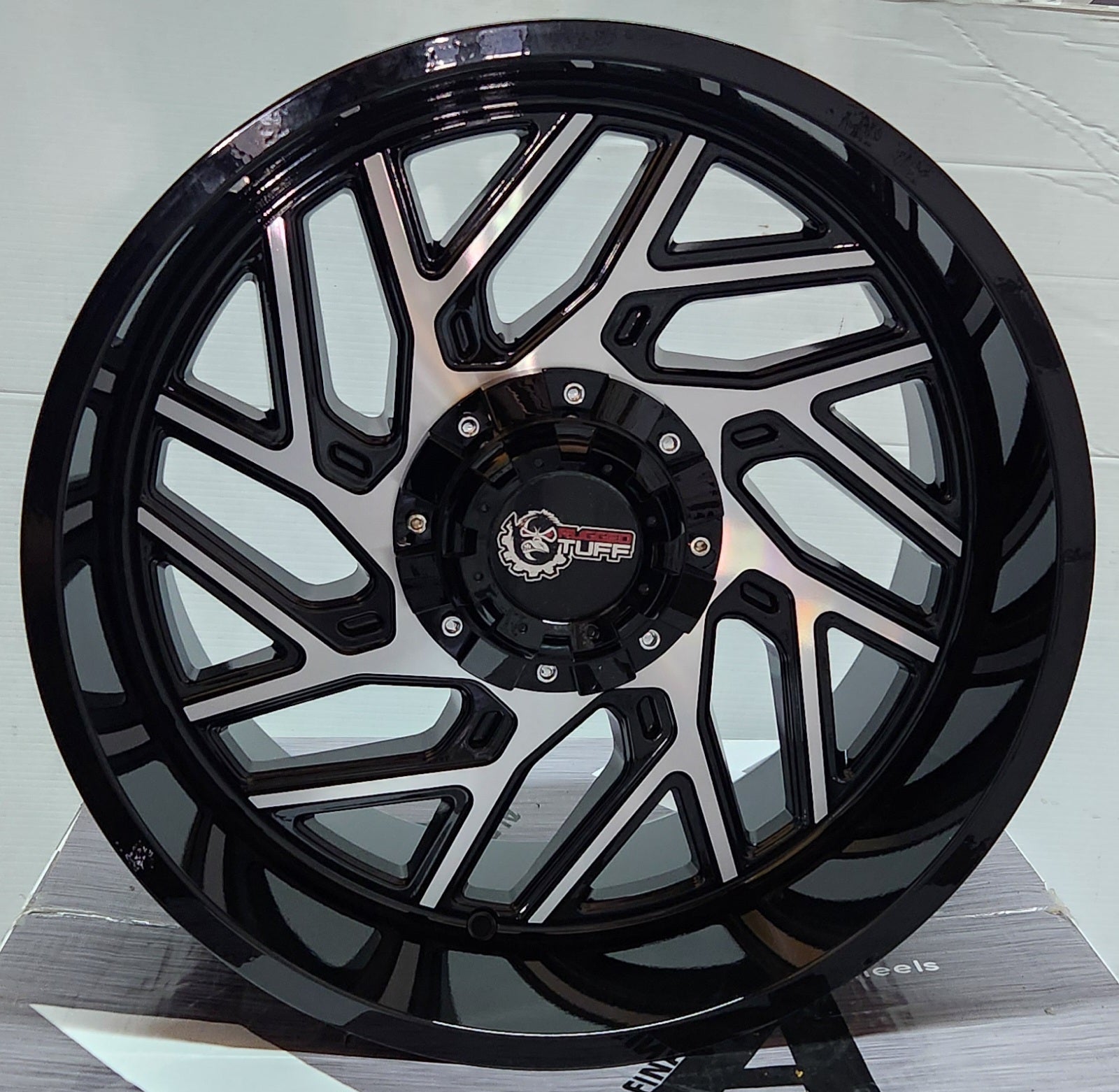 RUGGED TUFF RT828 20x10 5x139.7 5x150 GLOSS BLACK W/MACHINED MILLING WINDOW - Gun Hill Tire House (WTW - WHOLESALE TIRES & WHEELS)