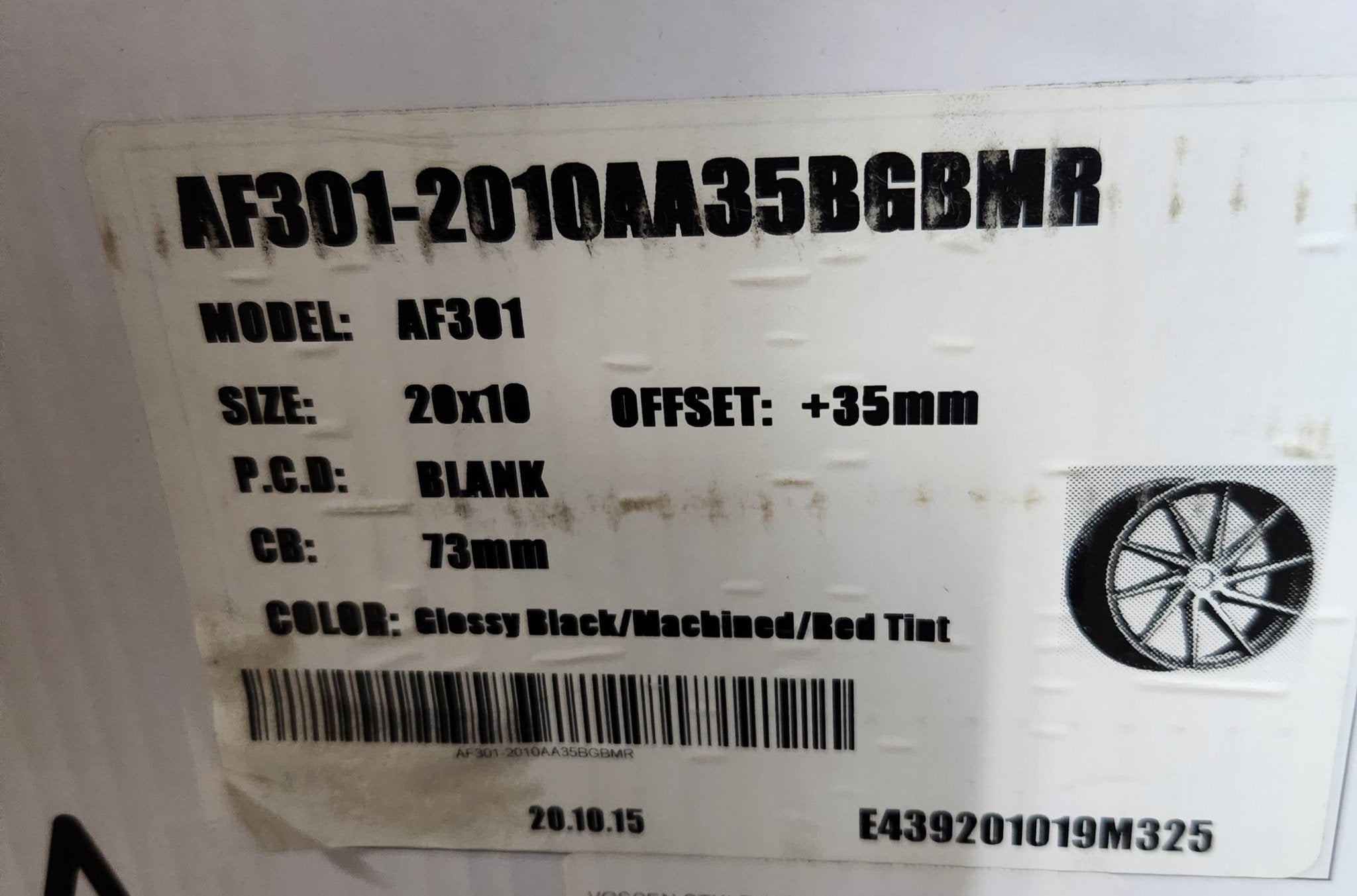 AF301 20X10 BLANK GLOSSY BLACK MACHUNED RED TINT - Gun Hill Tire House (WTW - WHOLESALE TIRES & WHEELS)