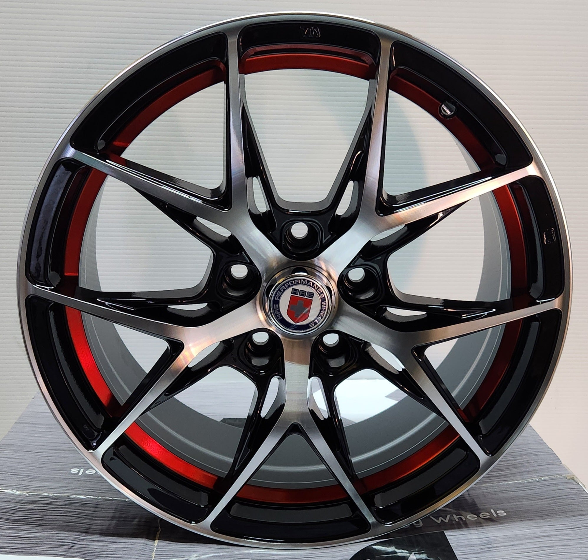 MD751 17x7.5 5x114.3 GLOSS BLACK MACHINE FACE RED UNDER CUT - Gun Hill Tire House (WTW - WHOLESALE TIRES & WHEELS)