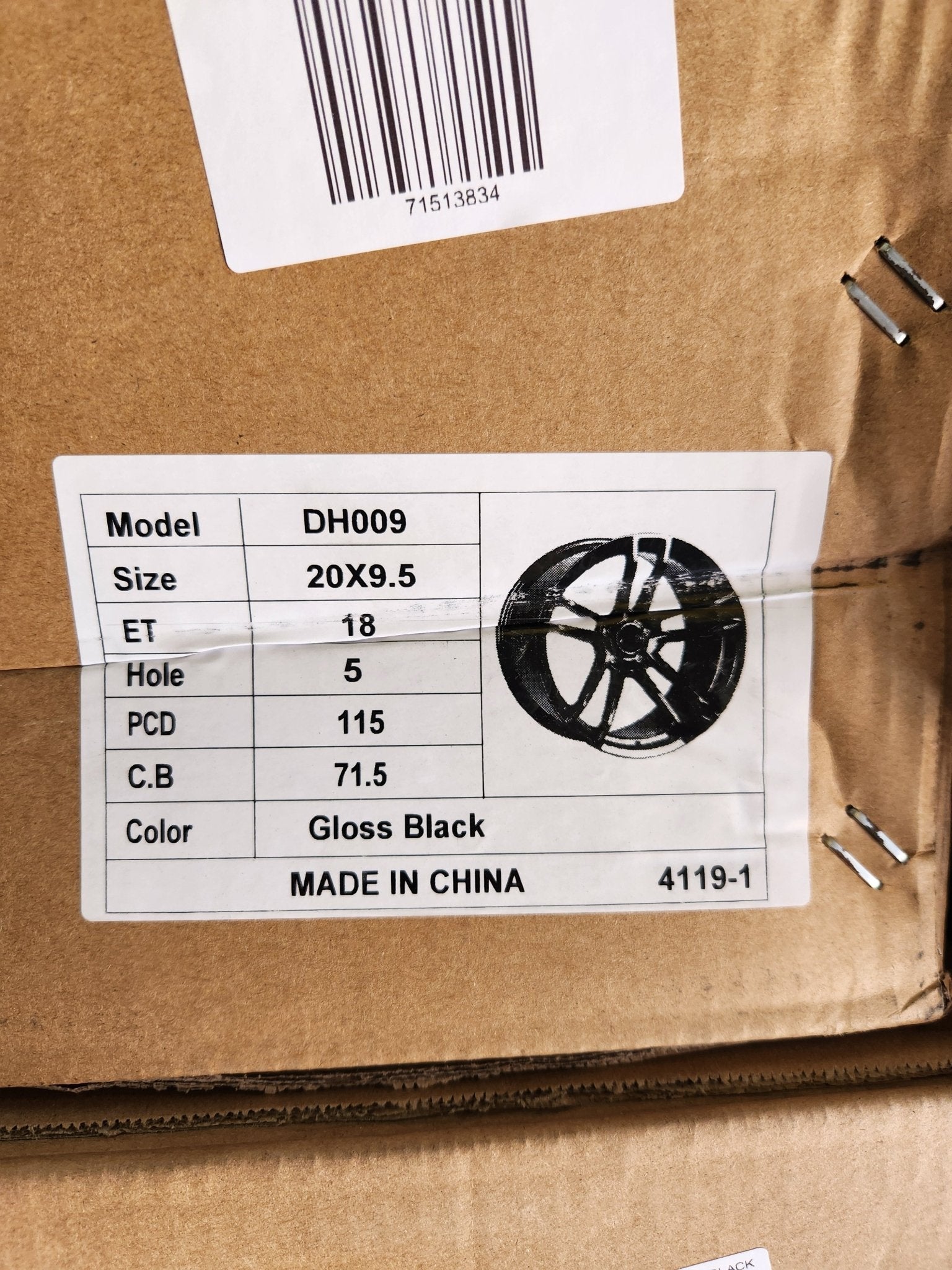 DH009 20x9.5 5x115 GLOSS BLACK - Gun Hill Tire House (WTW - WHOLESALE TIRES & WHEELS)