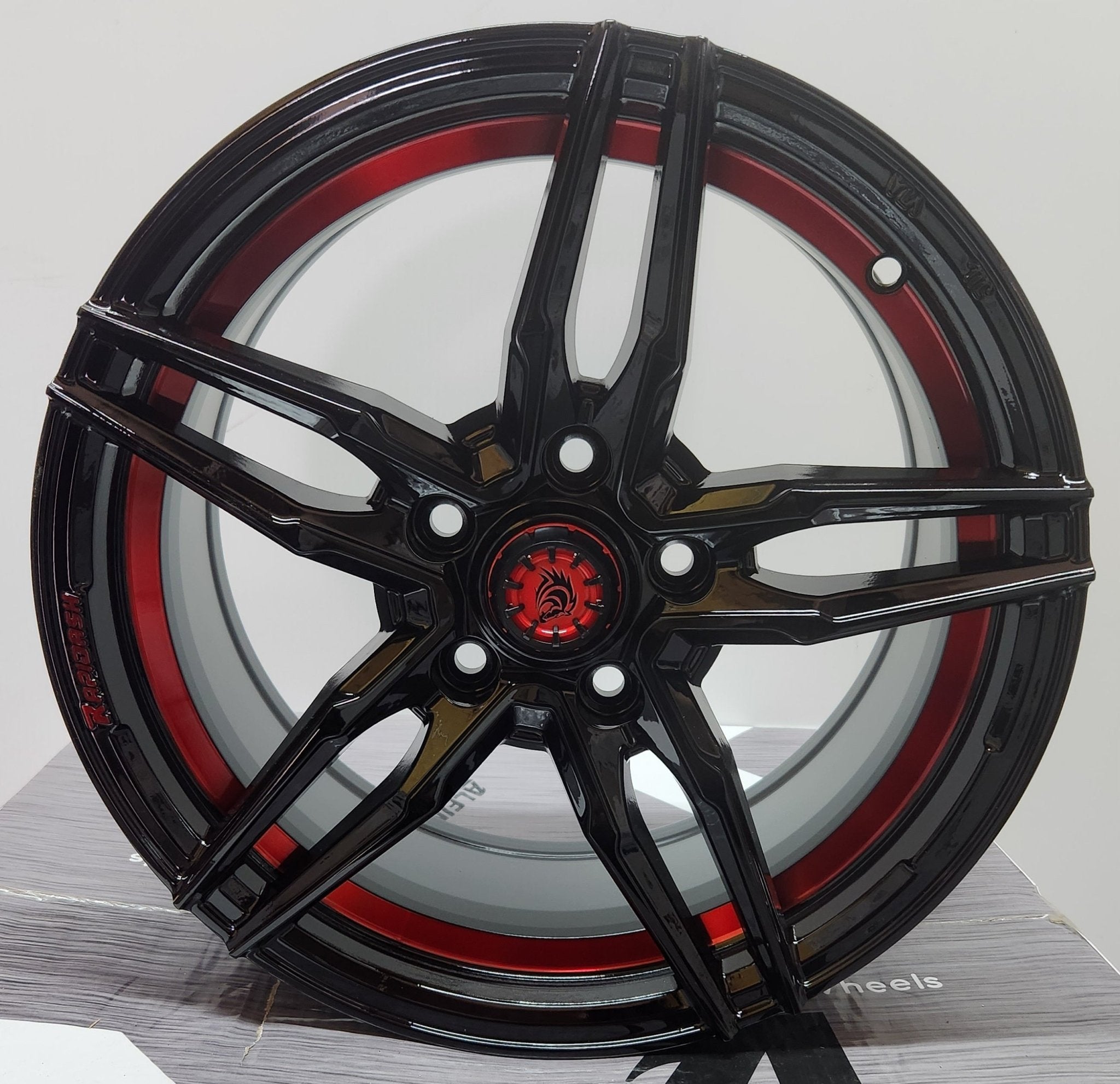 RAPIDASH RD - R1 16x7.0 5x114.3 GLOSS BLACK WITH RED UNDER CUT - Gun Hill Tire House (WTW - WHOLESALE TIRES & WHEELS)