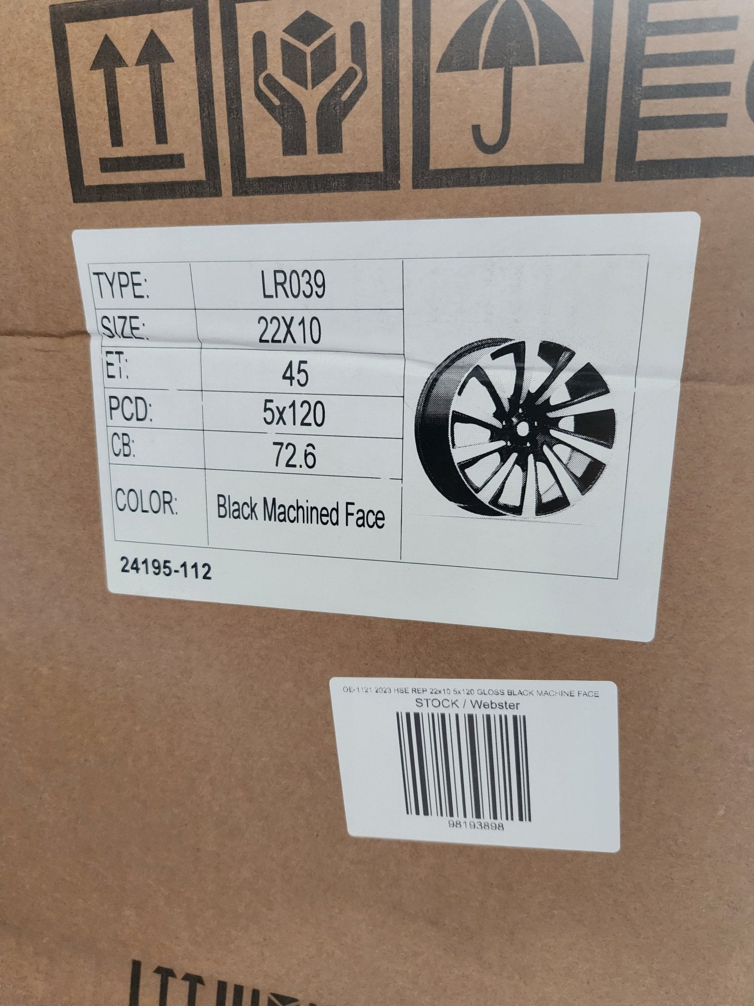 OE - 1121 2023 HSE REP 22x10 5x120 GLOSS BLACK MACHINE FACE - Gun Hill Tire House (WTW - WHOLESALE TIRES & WHEELS)