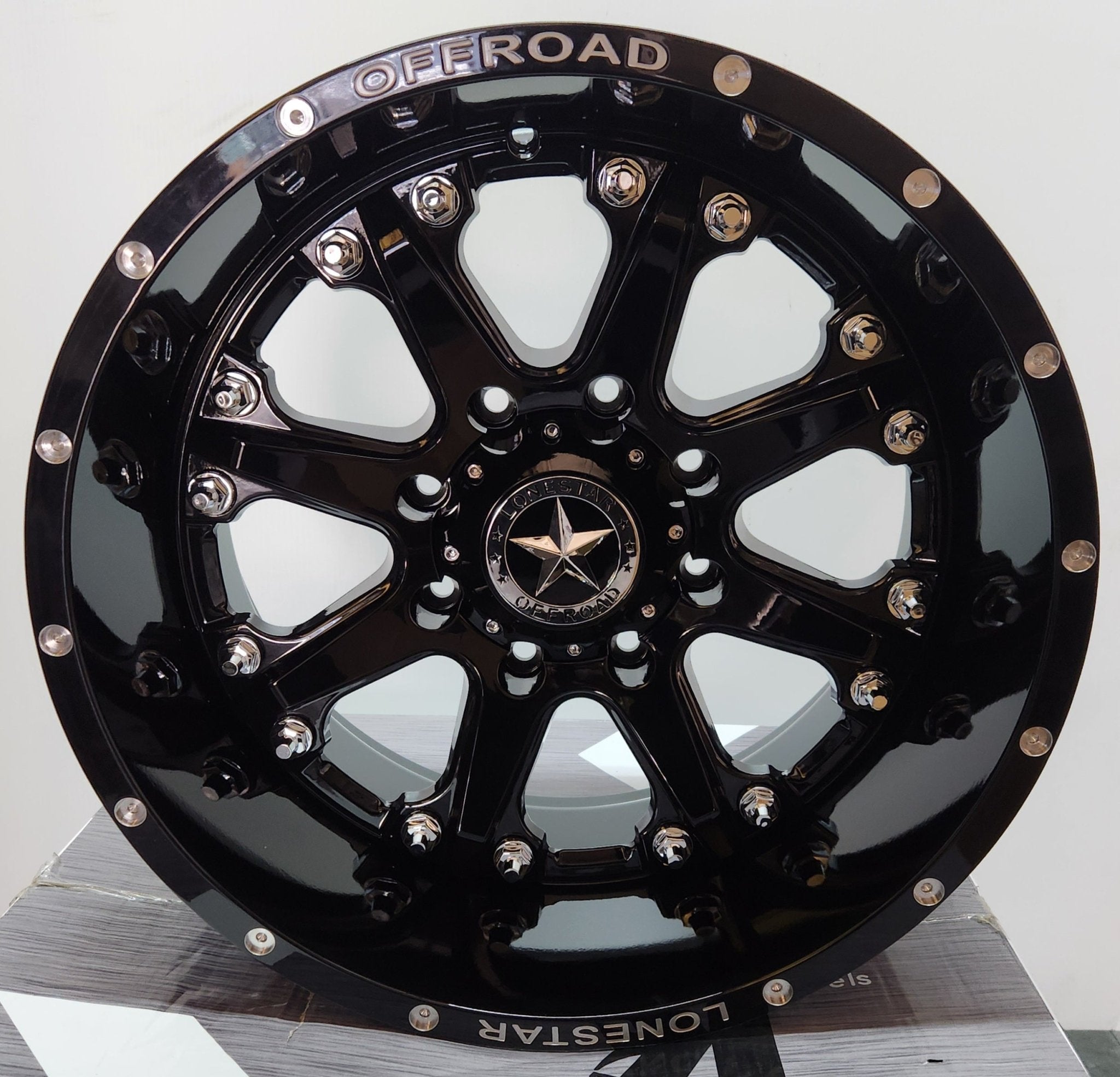 LONESTAR BNADIT 20X10 8X180 PIANO BLACK W/MACHINED MILLING WINDOW - Gun Hill Tire House (WTW - WHOLESALE TIRES & WHEELS)