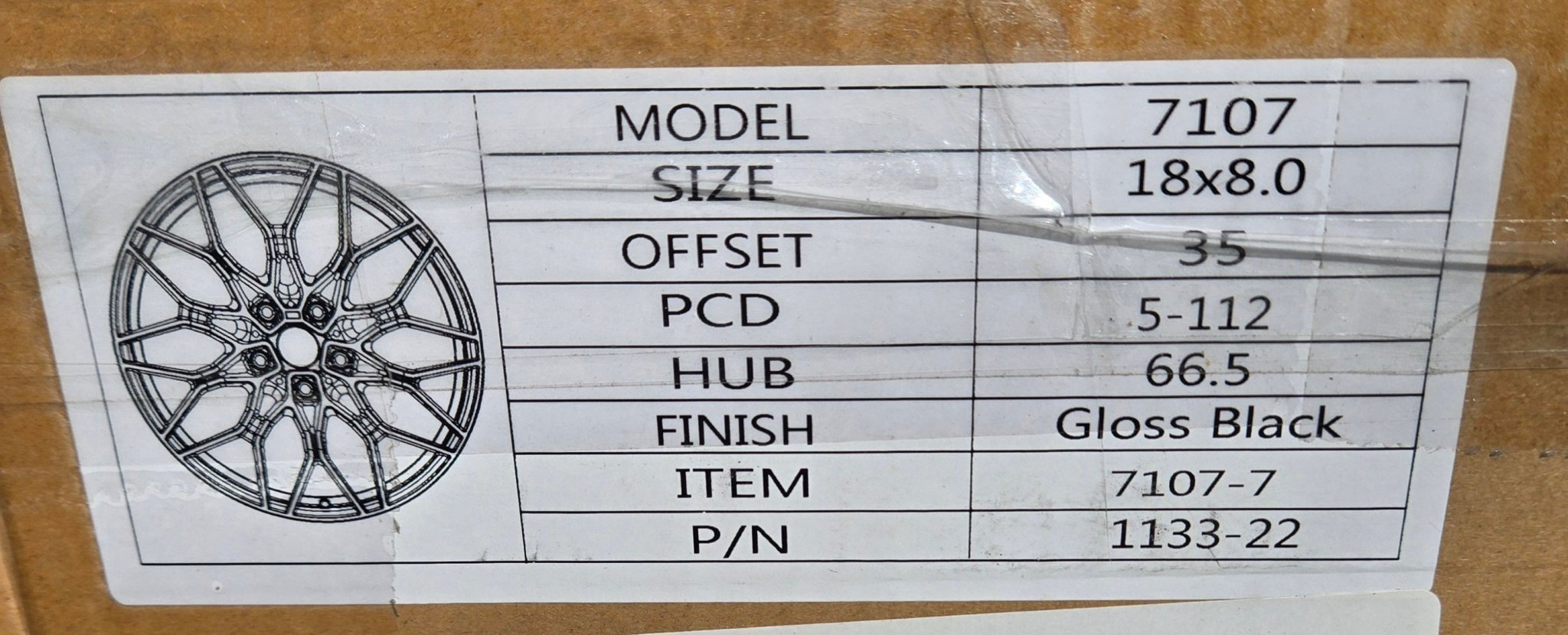 7107 18X8.0 5X112 GLOSS BLACK - Gun Hill Tire House (WTW - WHOLESALE TIRES & WHEELS)