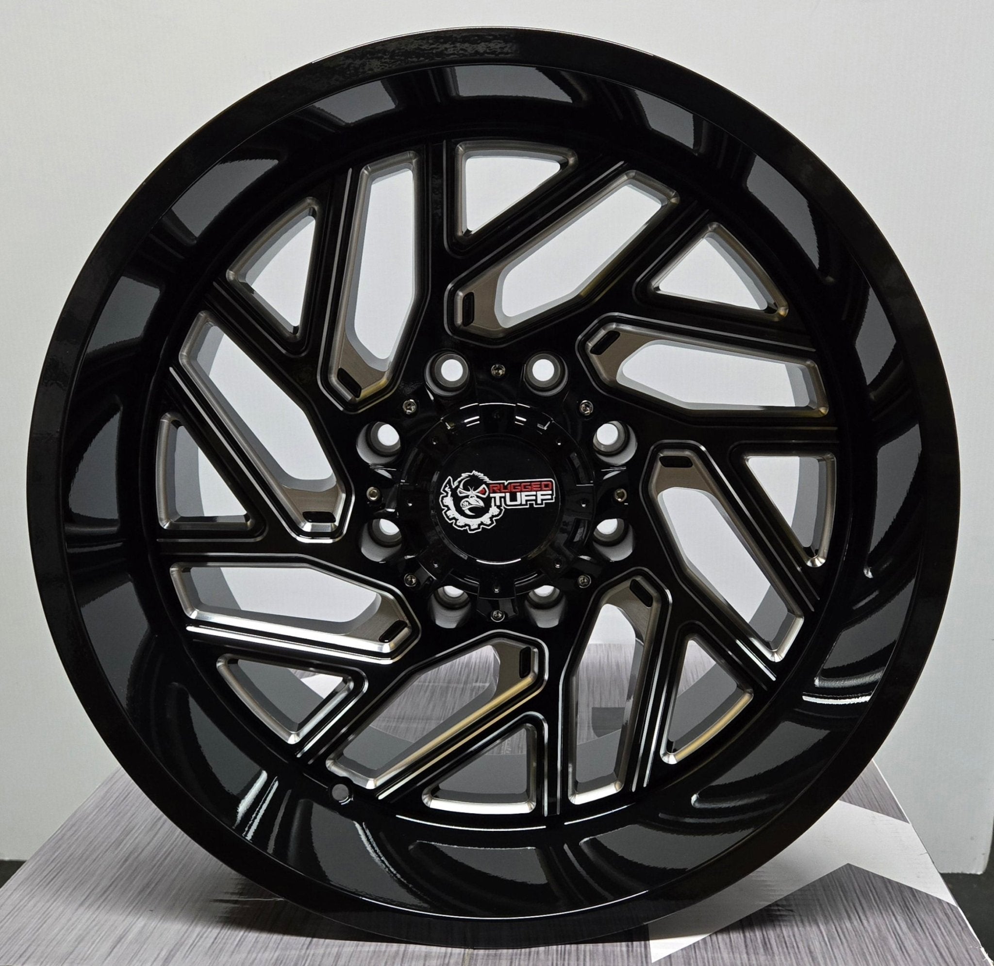 RUGGED TUFF RT828 20x10 8x170 GLOSS BLACK W/MACHINED MILLING WINDOW - Gun Hill Tire House (WTW - WHOLESALE TIRES & WHEELS)