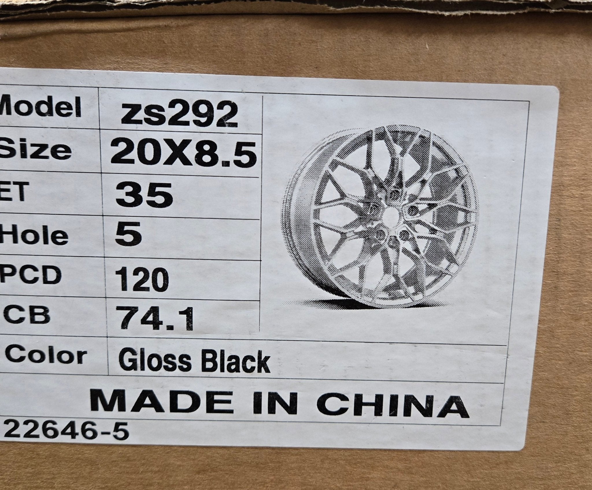 ZS292 20X8.5 5X120 GLOSS BLACK - Gun Hill Tire House (WTW - WHOLESALE TIRES & WHEELS)