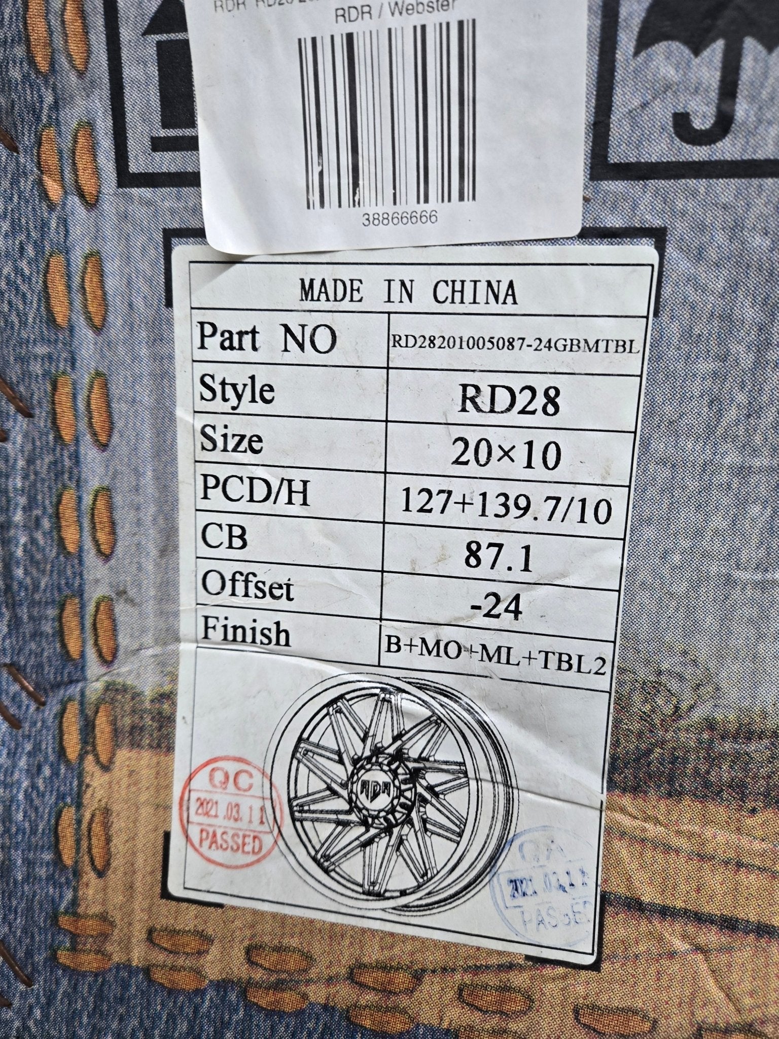 RD28 20X10 5X127 5X139.7 B=MO=ML TBL2 - Gun Hill Tire House (WTW - WHOLESALE TIRES & WHEELS)