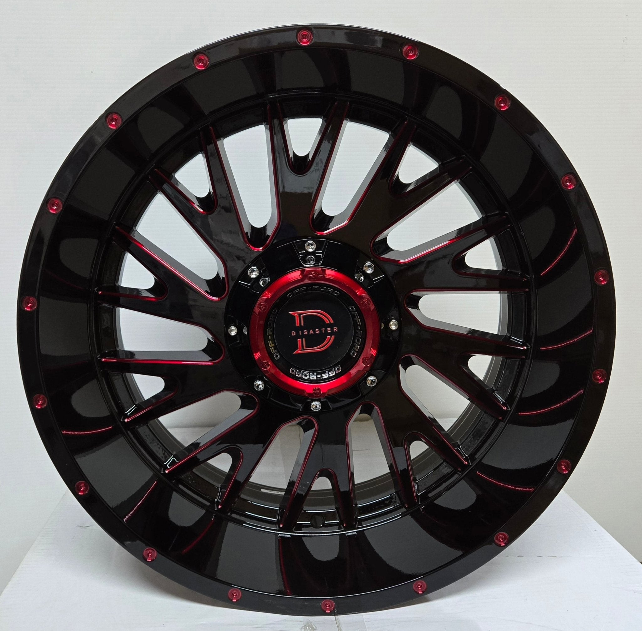 XF221 20x10 6x135 / 6x139.7 GLOSS BLACK RED - MILLED - Gun Hill Tire House (WTW - WHOLESALE TIRES & WHEELS)