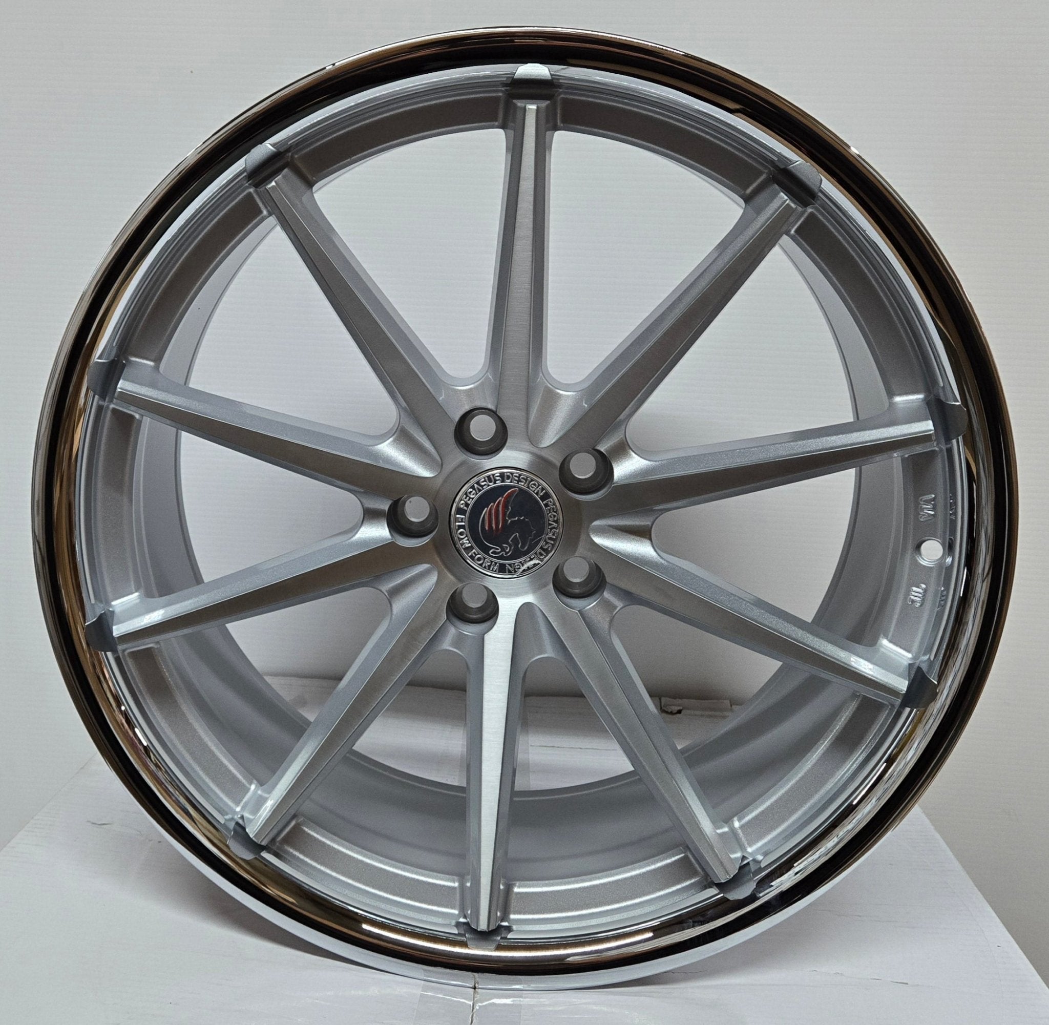 PEGASUS FF53 20x10.0 5x112 / 5x114.3 BRUSHED SILVER FACE STAINLES STEEL LIP - Gun Hill Tire House (WTW - WHOLESALE TIRES & WHEELS)