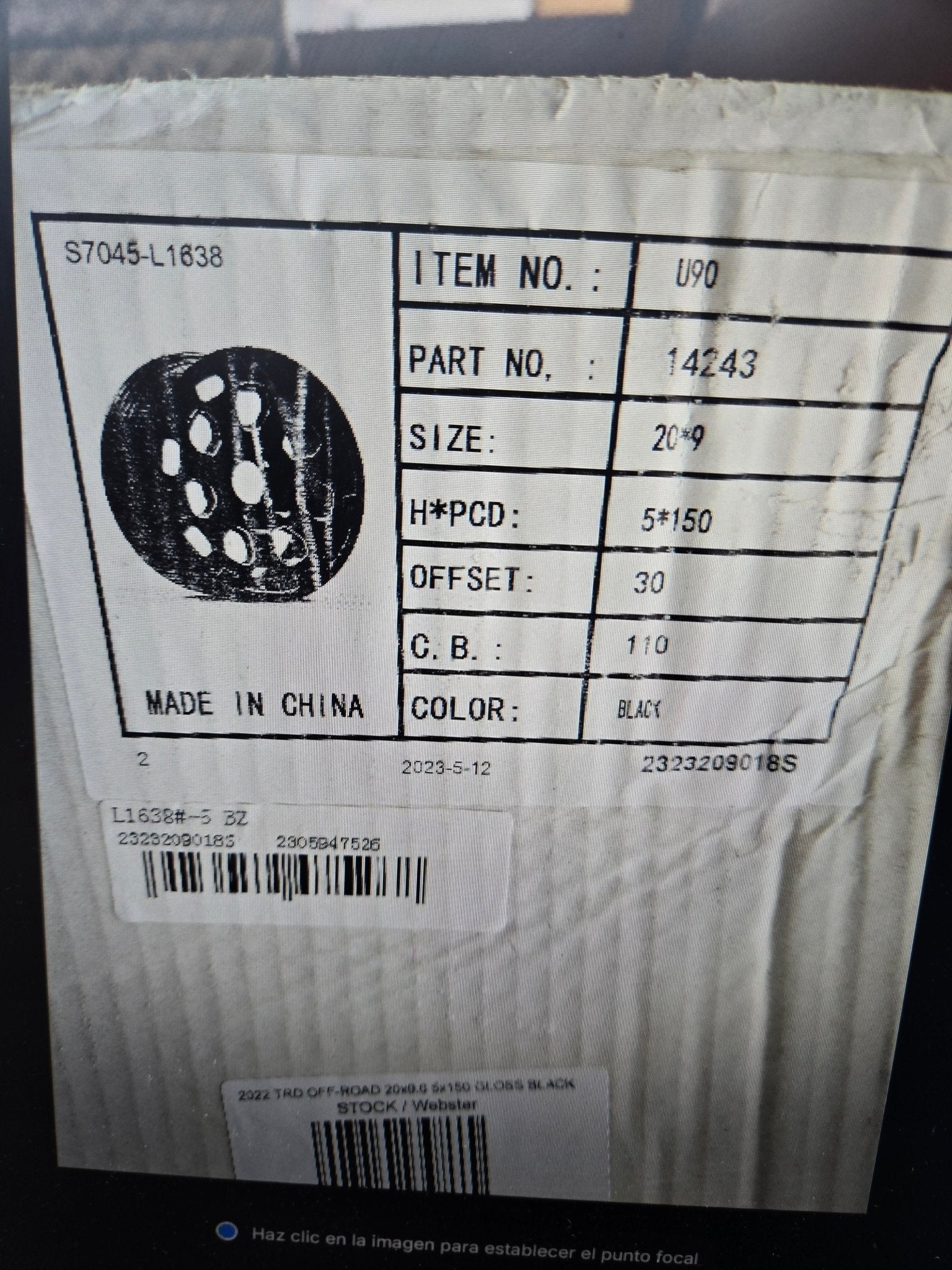 2022 TRD OFF - ROAD 20X9.5 5X150 GLOSS BLACK - Gun Hill Tire House (WTW - WHOLESALE TIRES & WHEELS)