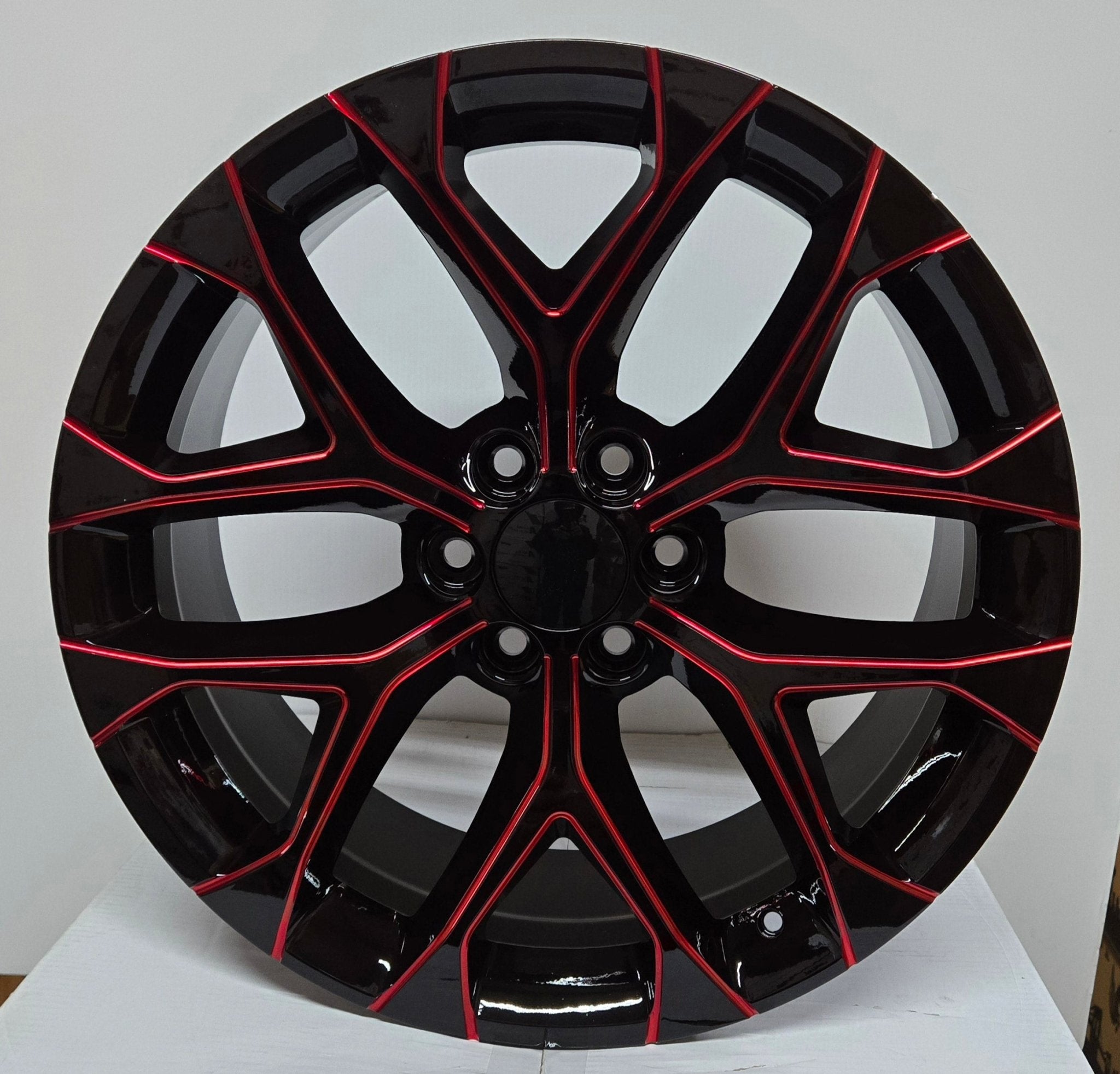 SNOWFLAKE 22x9 6x139.7 GLOSS BLACK RED MILLING SPOKES - Gun Hill Tire House (WTW - WHOLESALE TIRES & WHEELS)