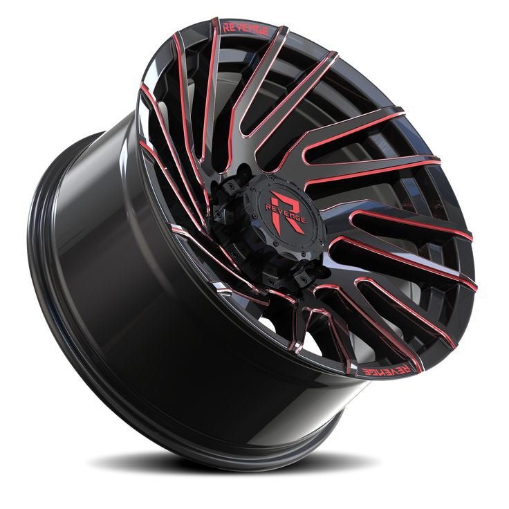 REVENGE RV207 20x10 5x127 / 5x139.7 BLACK AND RED MILLED - Gun Hill Tire House (WTW - WHOLESALE TIRES & WHEELS)