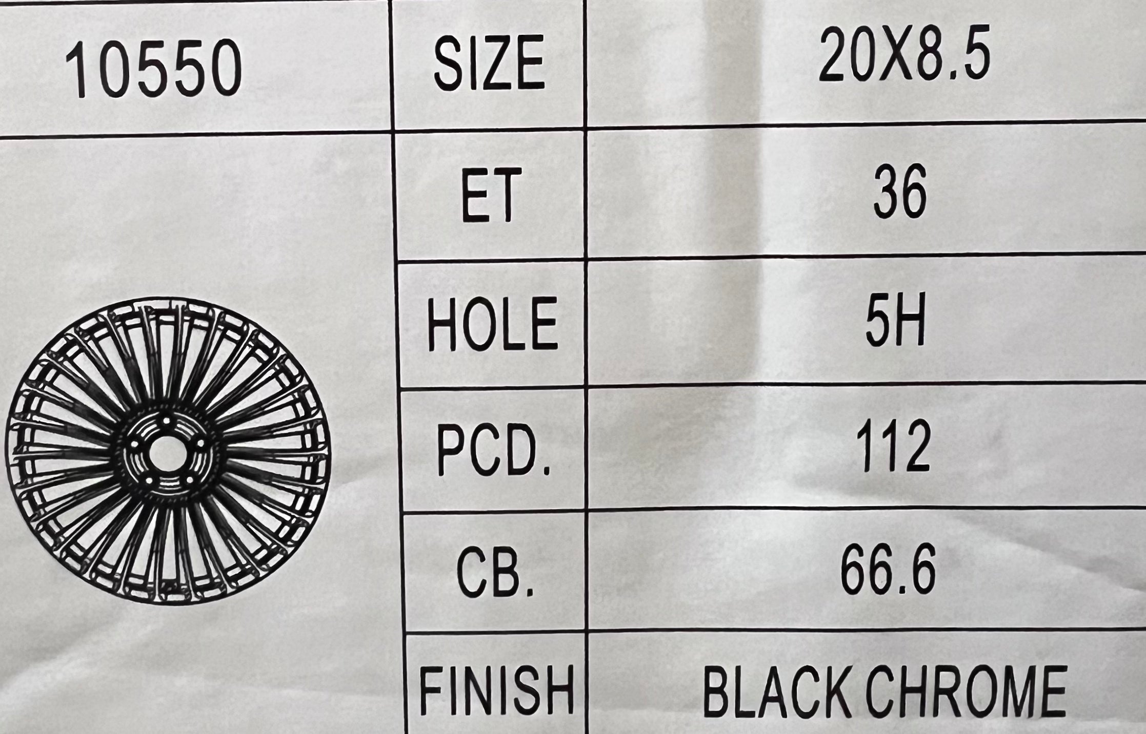 MB 10550 20X8.5 5X112 BLACK CHROME