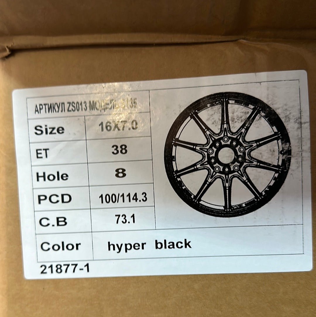ZS - 13 16x7.0 4x100 / 4x114.3 HYPER BLACK - Gun Hill Tire House (WTW - WHOLESALE TIRES & WHEELS)