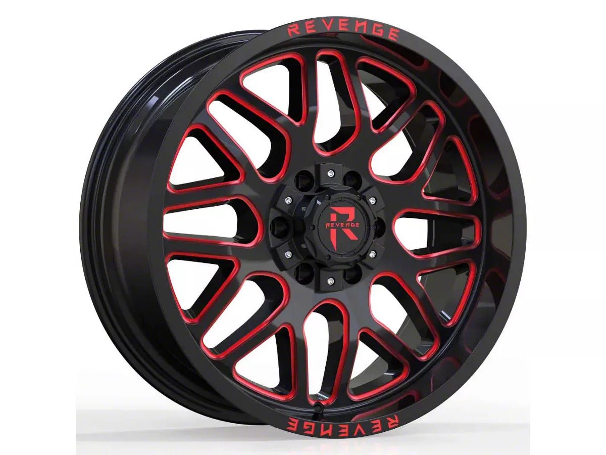 REVENGE RV - 206 20X10 5x127 / 5x139.7 BLACK RED MILLED - Gun Hill Tire House (WTW - WHOLESALE TIRES & WHEELS)