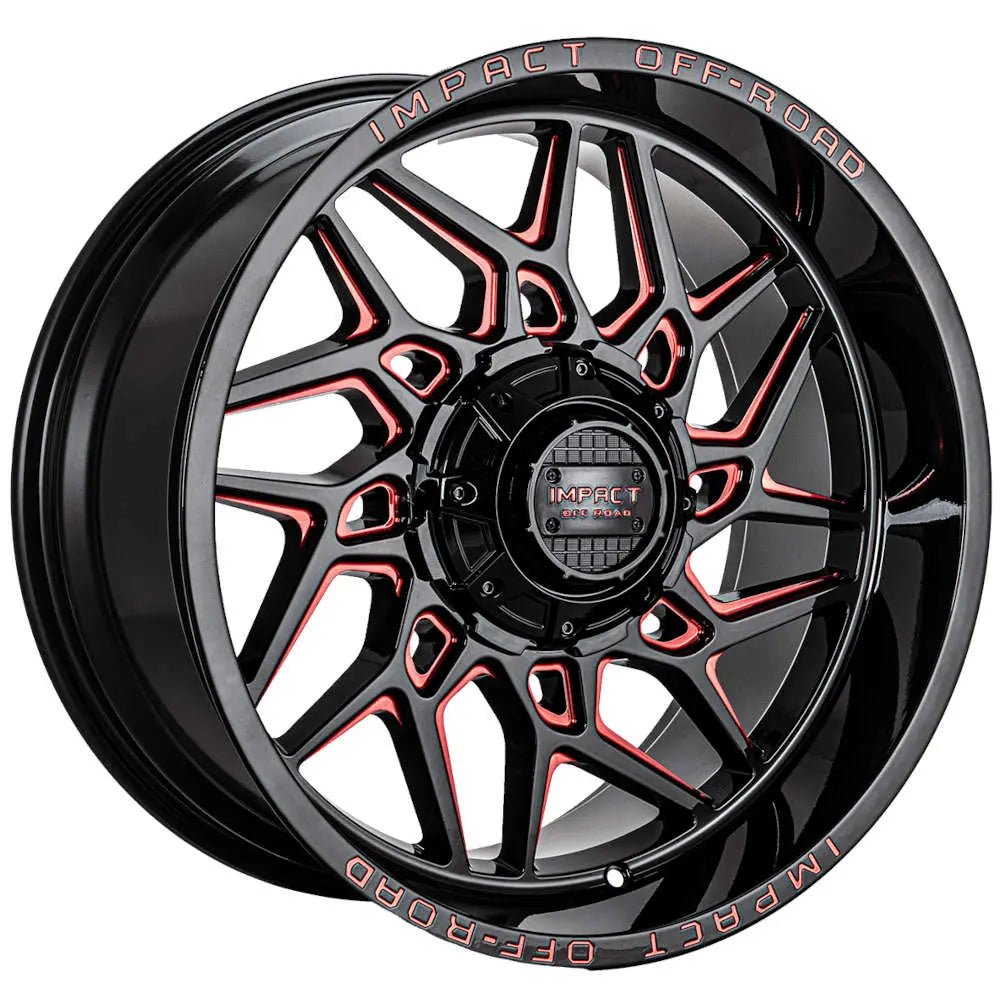 IMPACT 829 20x10 6x139.7 / 6x135 GLOSS BLACK RED MILLED - Gun Hill Tire House (WTW - WHOLESALE TIRES & WHEELS)