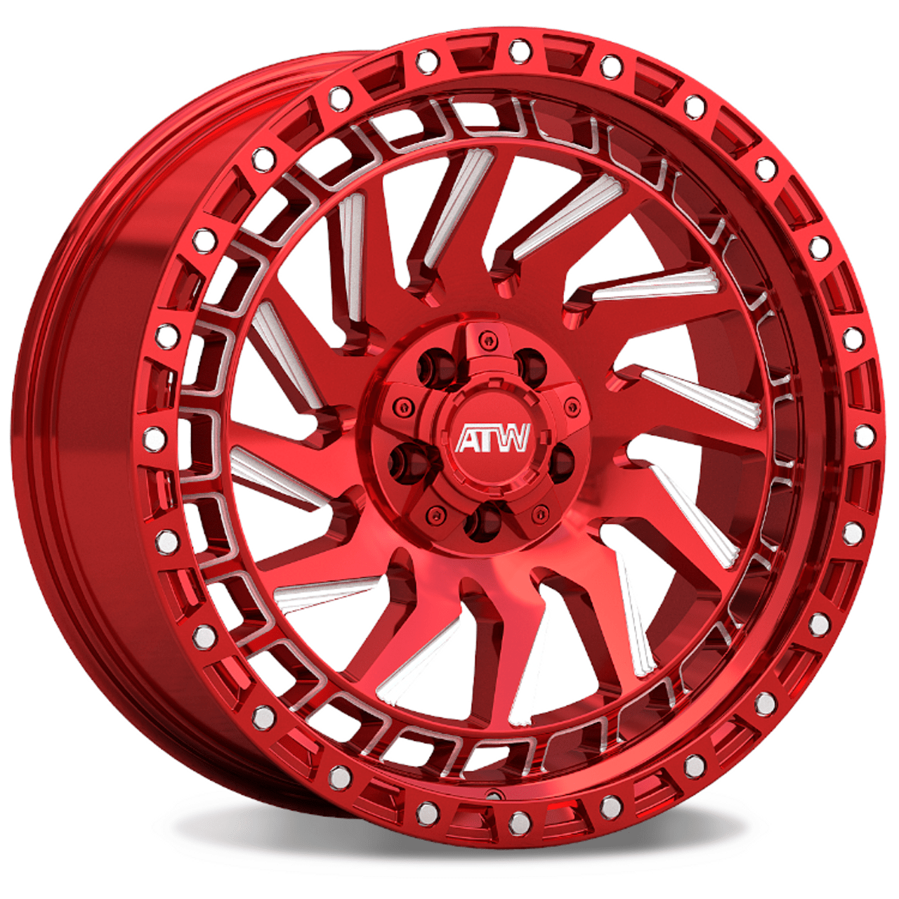 ATW CULEBRA 20x10 5x114.3 / 5x127 CANDY RED MILLED SPOKES STAINLESS STEEL POINT - Gun Hill Tire House (WTW - WHOLESALE TIRES & WHEELS)