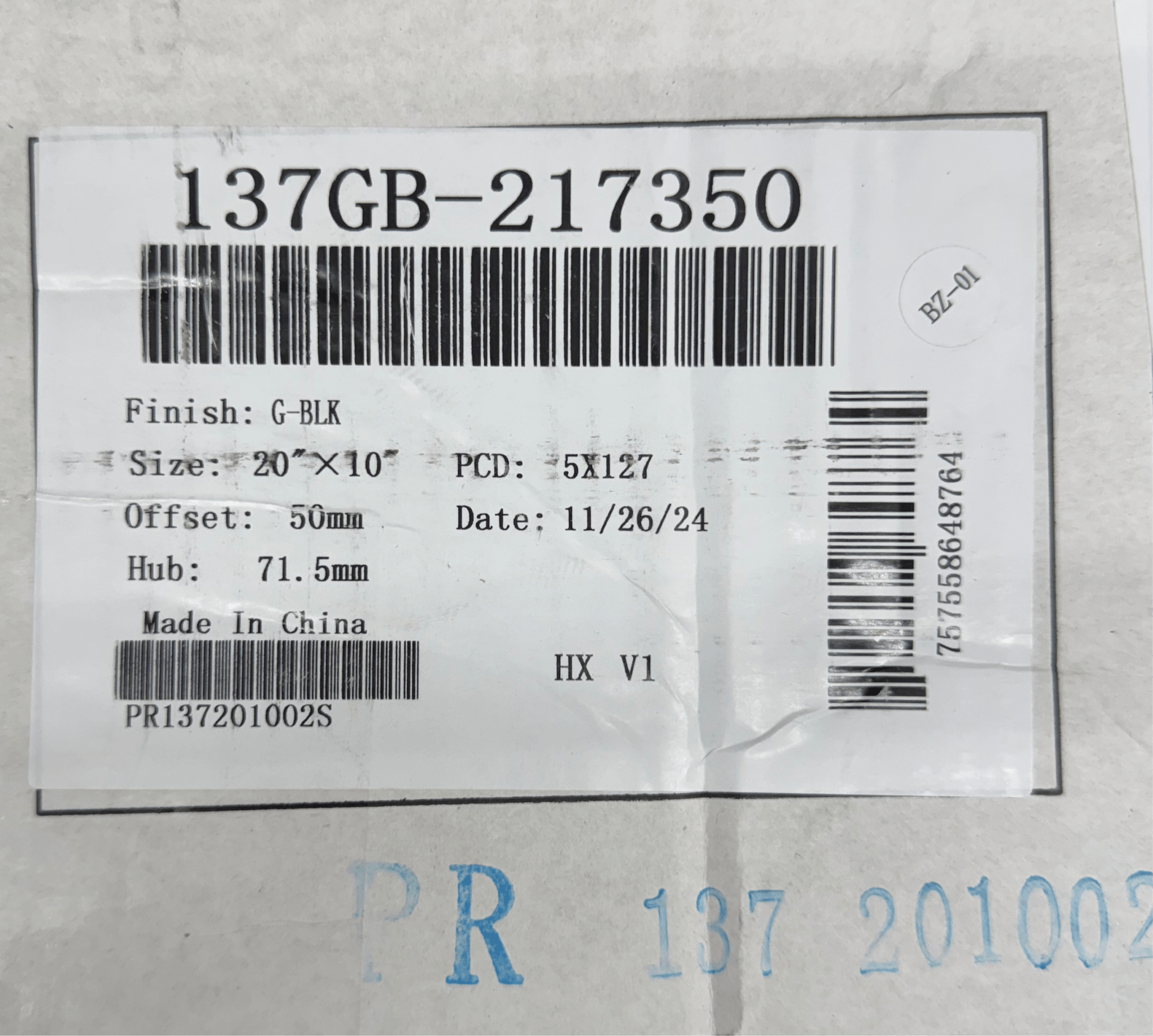 137GB - 297334 20x10 5x5.0 5X127 GLOSS BLACK - Gun Hill Tire House (WTW - WHOLESALE TIRES & WHEELS)