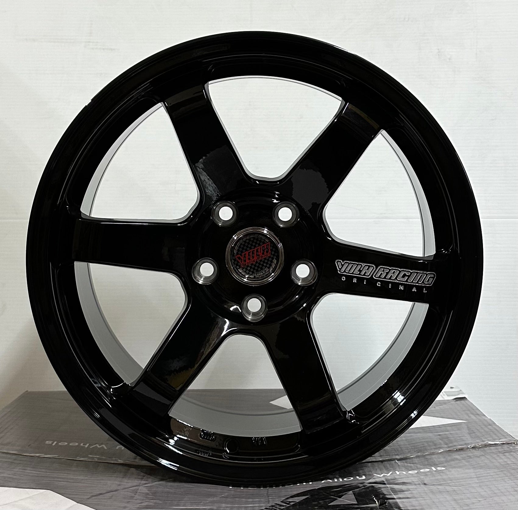 ZS - 108 TE37 STYLE 18x9.5 5x112 / 5x114.3 GLOSS BLACK LETTERING - Gun Hill Tire House (WTW - WHOLESALE TIRES & WHEELS)