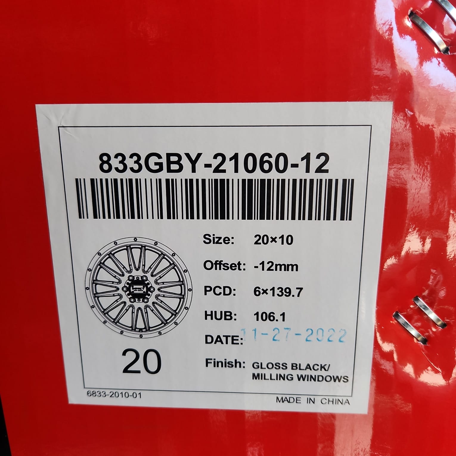 IMPACT OFF ROAD 833 20X10 6X139.7 GLOSS BLACK MILLED WINDOWS - Gun Hill Tire House (WTW - WHOLESALE TIRES & WHEELS)