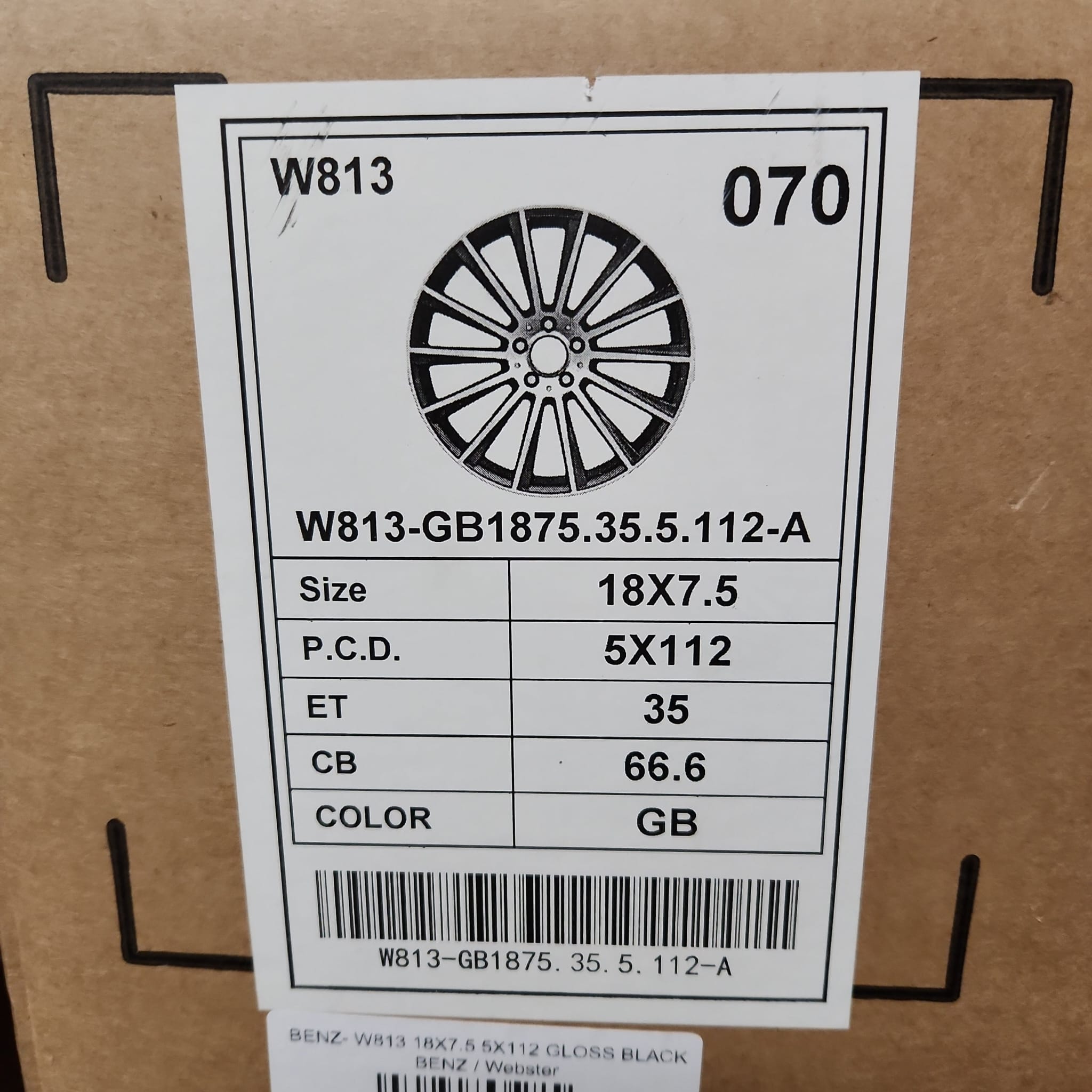 W813 WHEELS 18X7.5 5X112 GLOSS BLACK - Gun Hill Tire House (WTW - WHOLESALE TIRES & WHEELS)