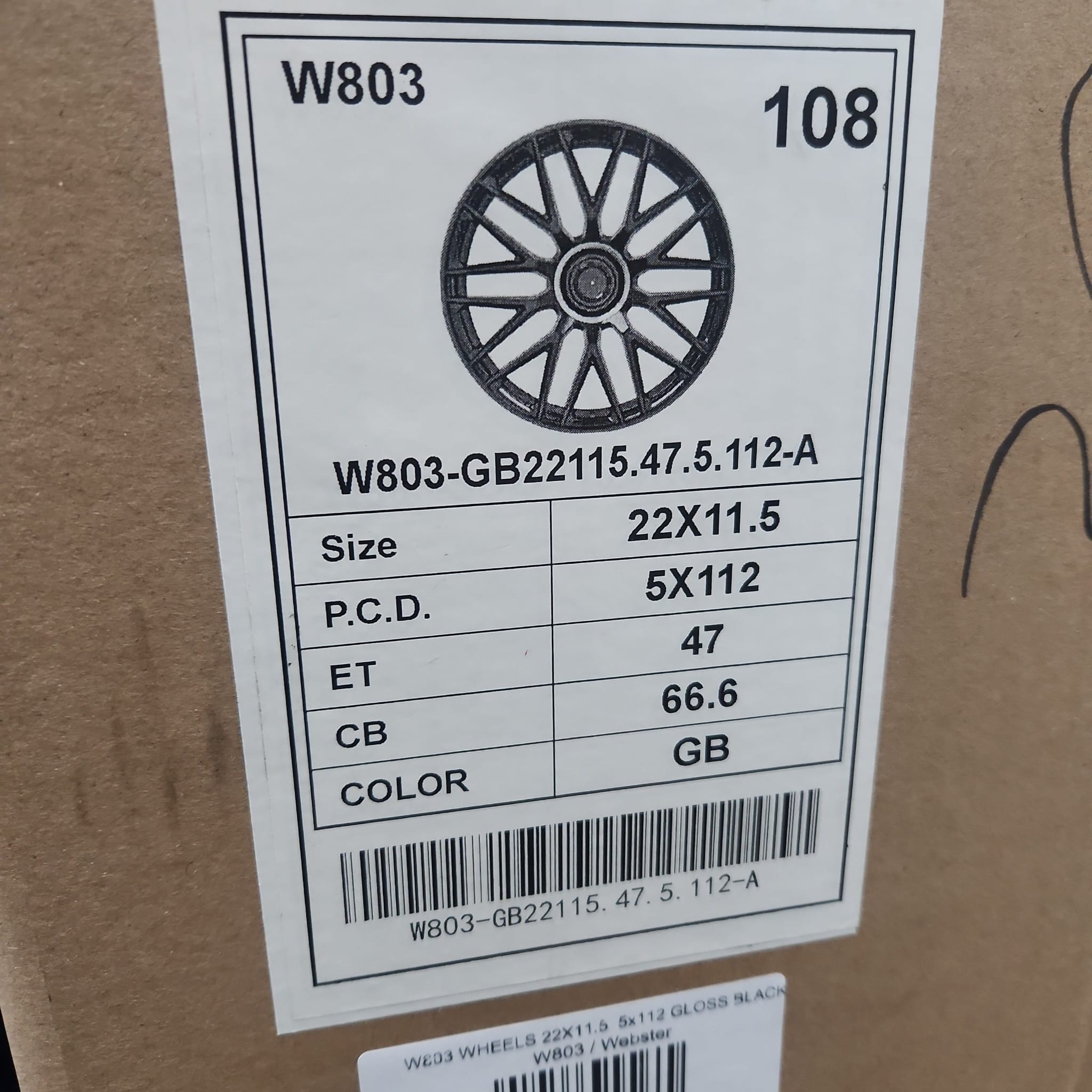 W803 22x10 5x112 GLOSS BLACK - Gun Hill Tire House (WTW - WHOLESALE TIRES & WHEELS)