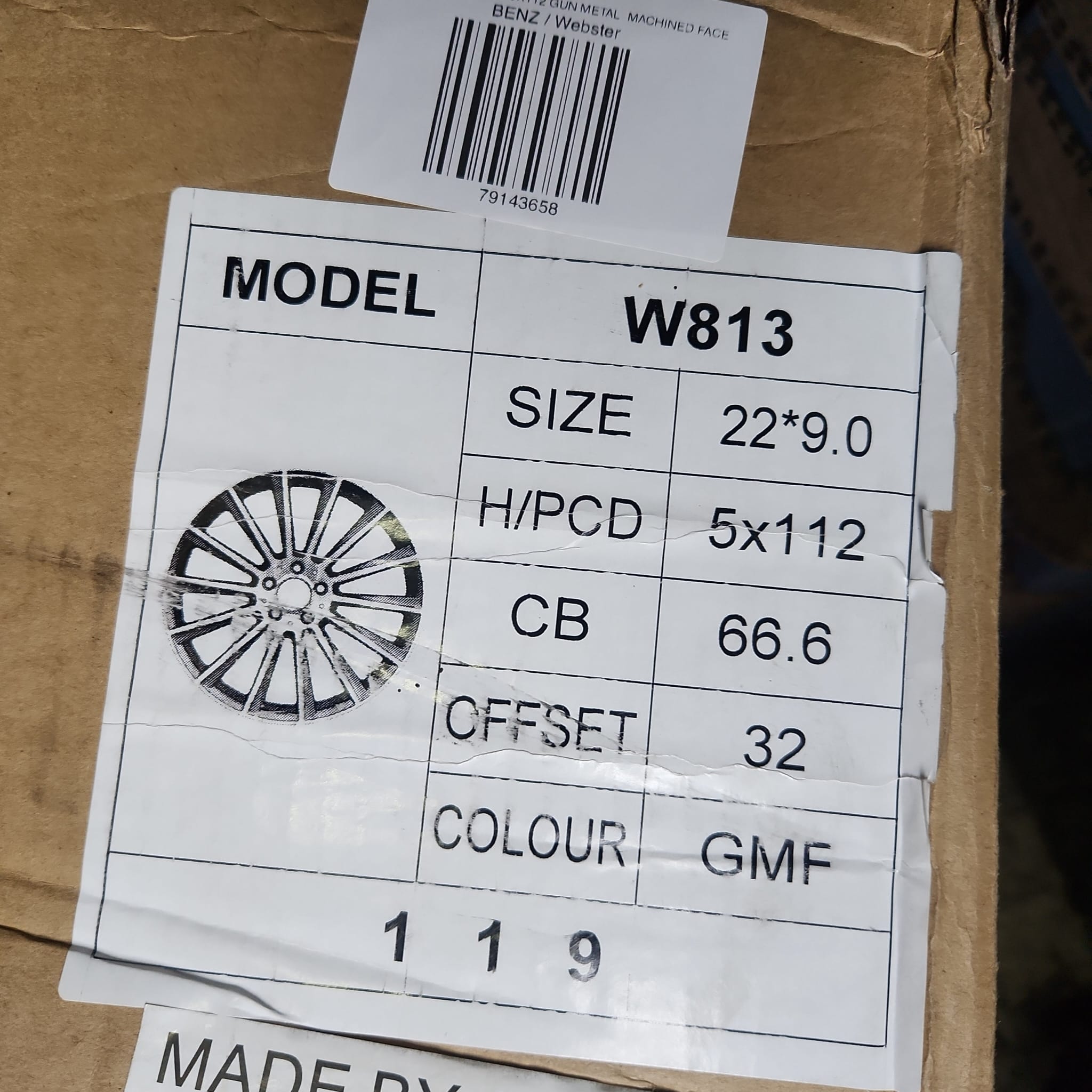 W813 WHEELS 22X9.0 5X112 GUN METAL MACHINED FACE - Gun Hill Tire House (WTW - WHOLESALE TIRES & WHEELS)