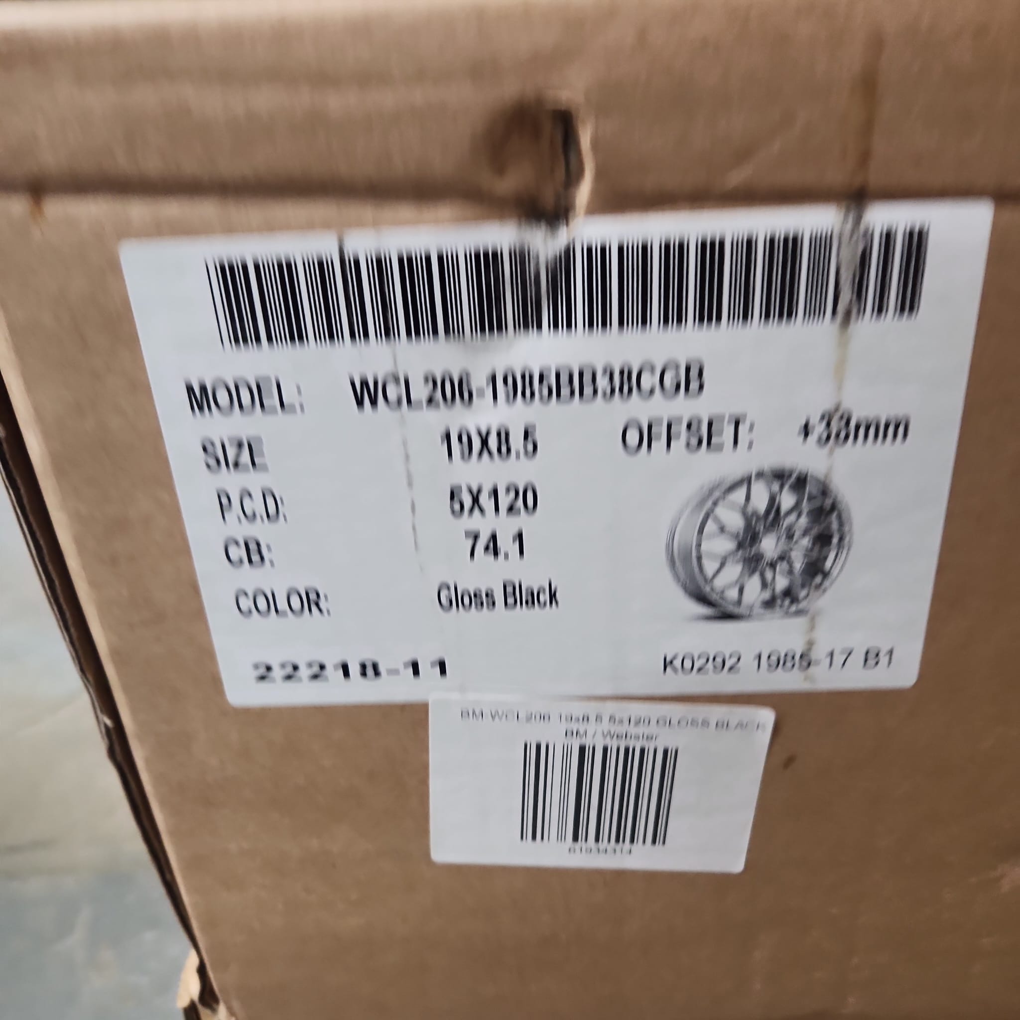 WCL206 WHEELS 19x8.5 5x120 GLOSS BLACK - Gun Hill Tire House (WTW - WHOLESALE TIRES & WHEELS)