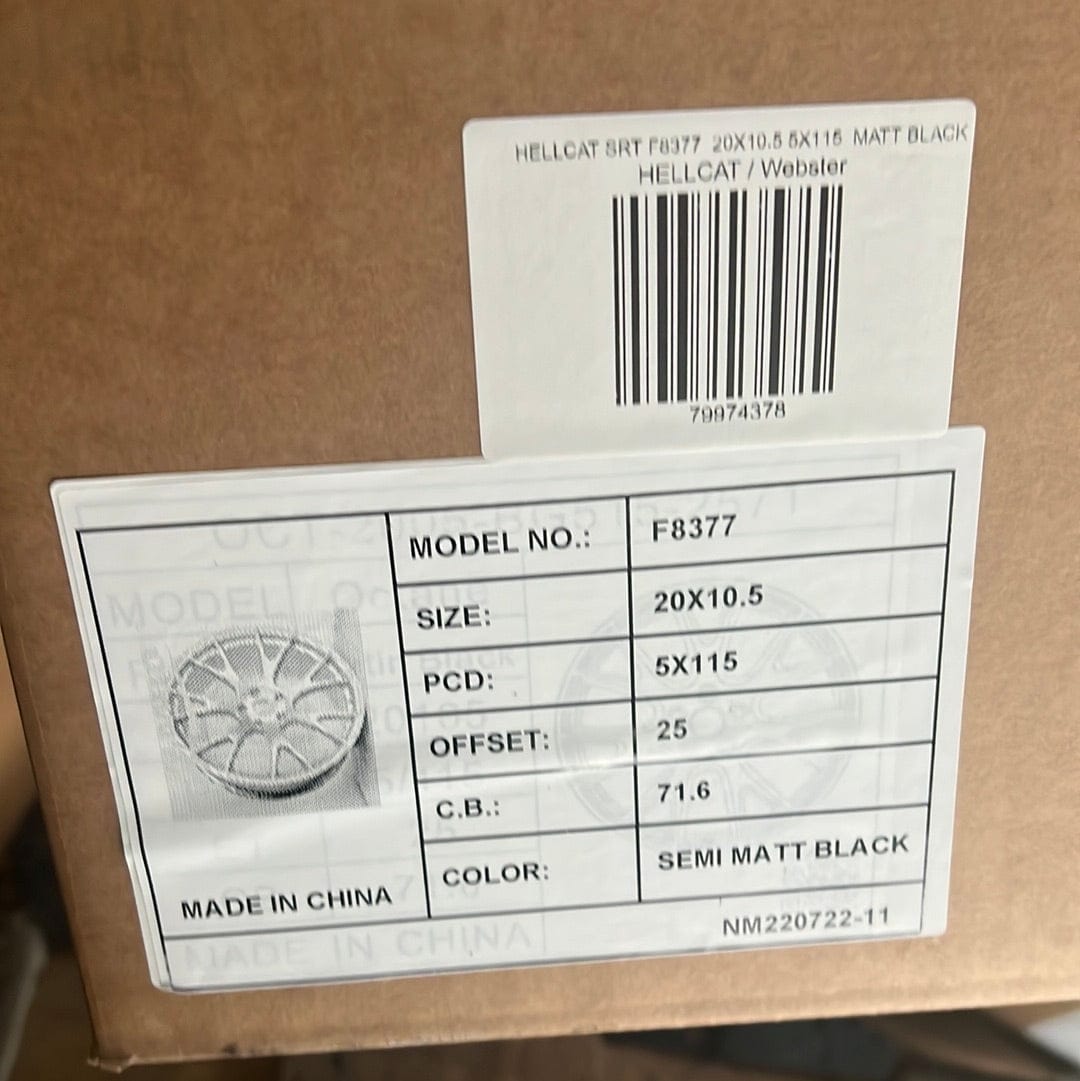 HELLCAT SRT F8377 20X10.5 5X115 MATT BLACK - Gun Hill Tire House (WTW - WHOLESALE TIRES & WHEELS)