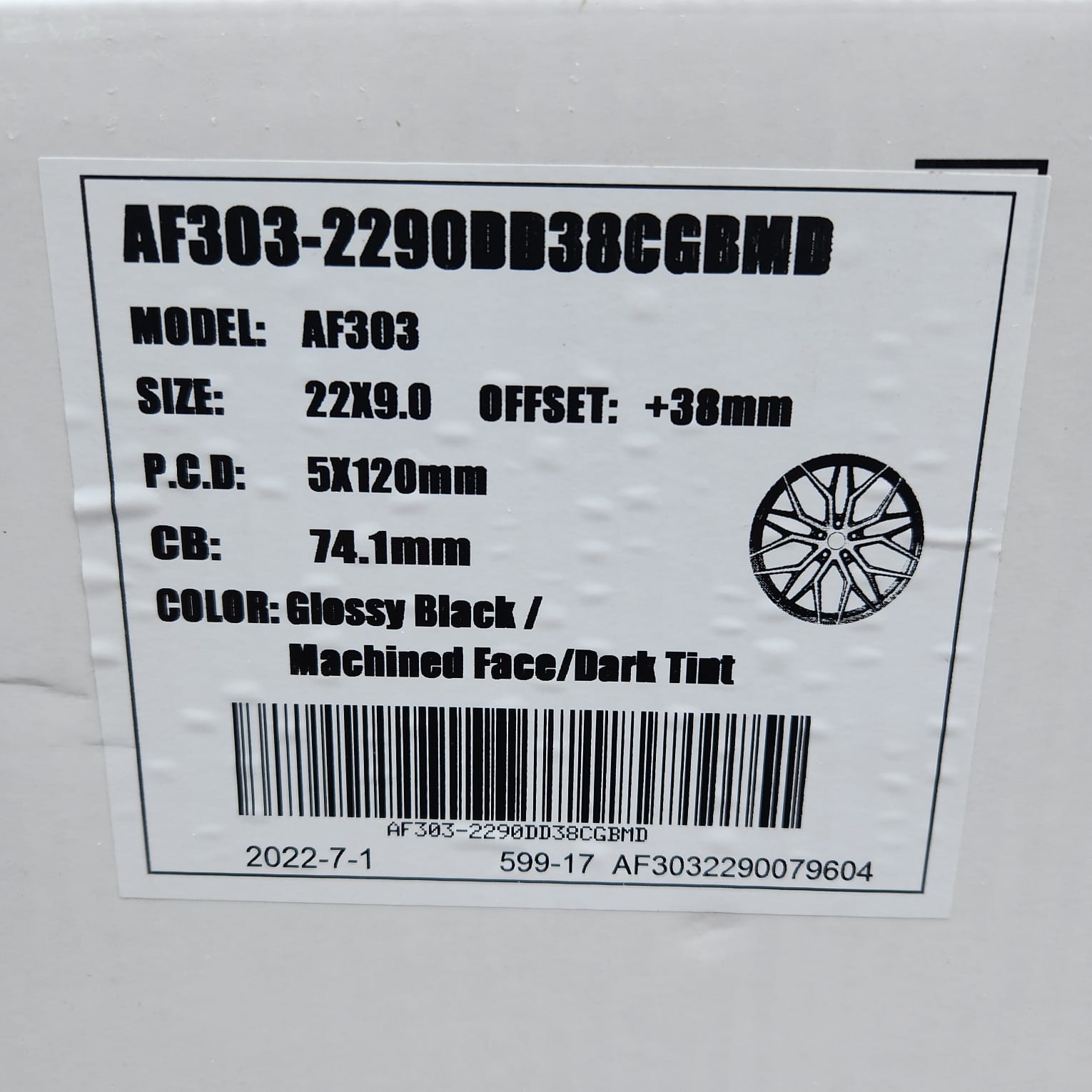 ALFINA AF303 22x9.0 5x120 GLOSS BLACK MACHINED FACE DARK TINT - Gun Hill Tire House (WTW - WHOLESALE TIRES & WHEELS)