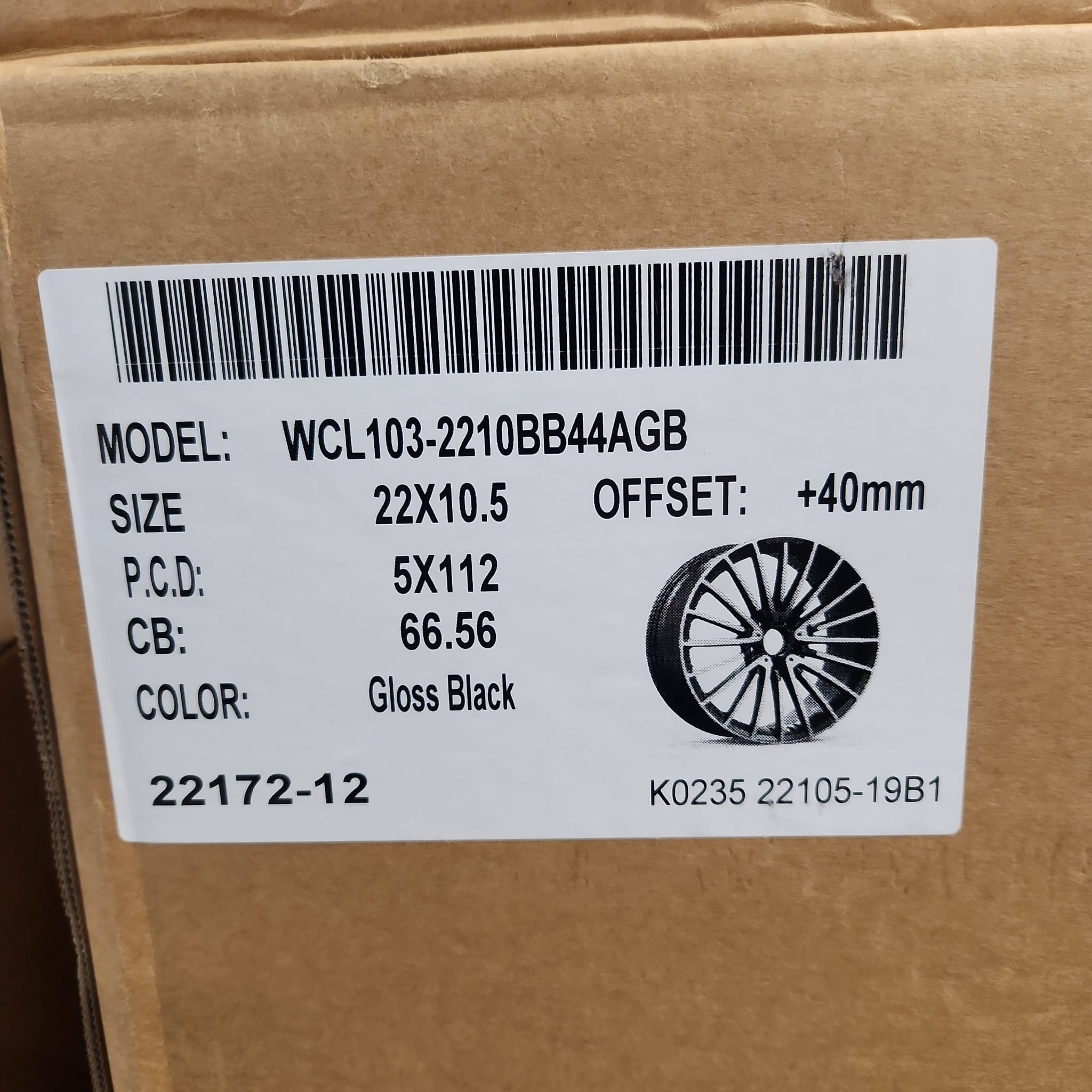 WCL103 WHEELS 22x10.5 5x112 GLOSS BLACK - Gun Hill Tire House (WTW - WHOLESALE TIRES & WHEELS)