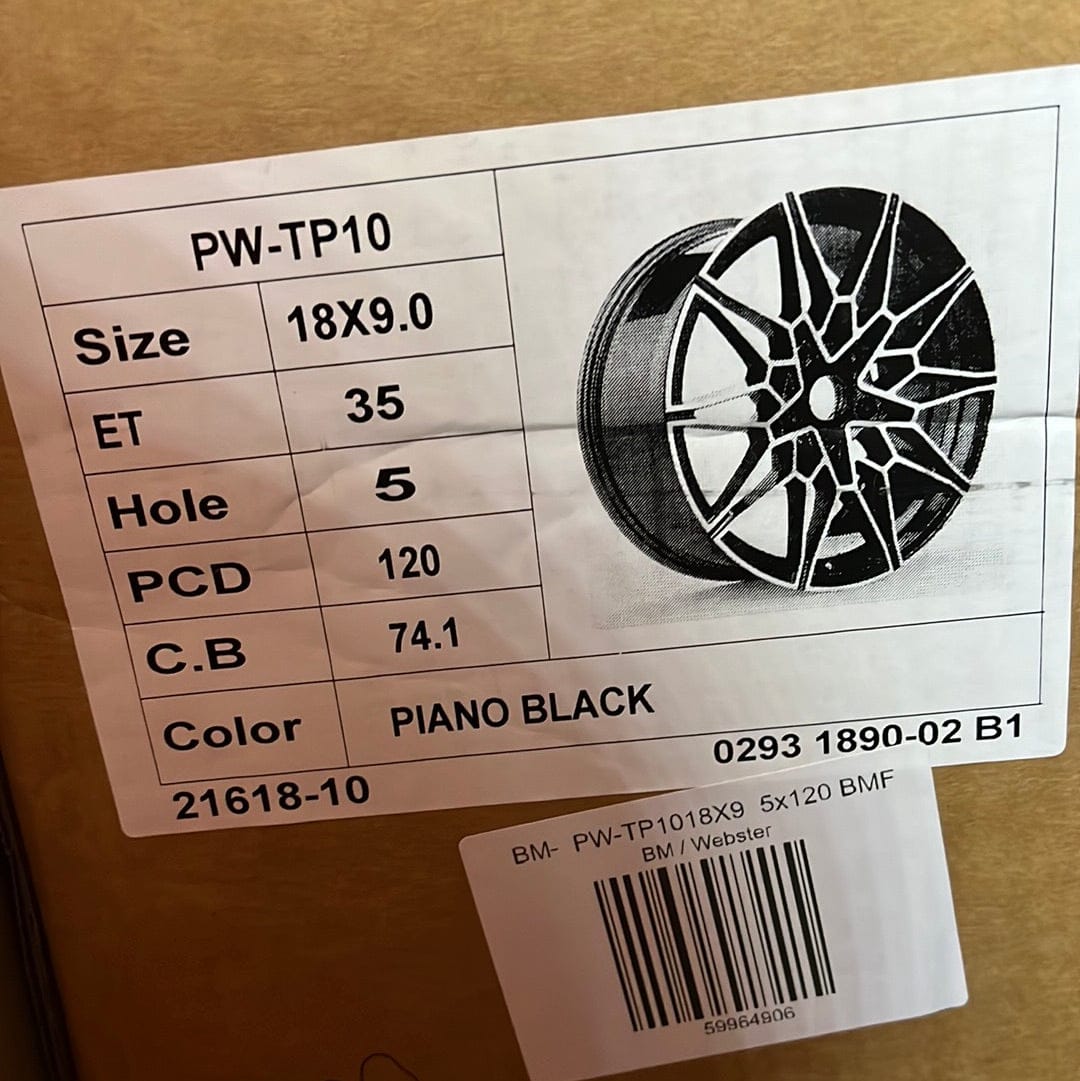 PW - TP10 WHEELS 18X9 5x120 PIANO BLACK - Gun Hill Tire House (WTW - WHOLESALE TIRES & WHEELS)