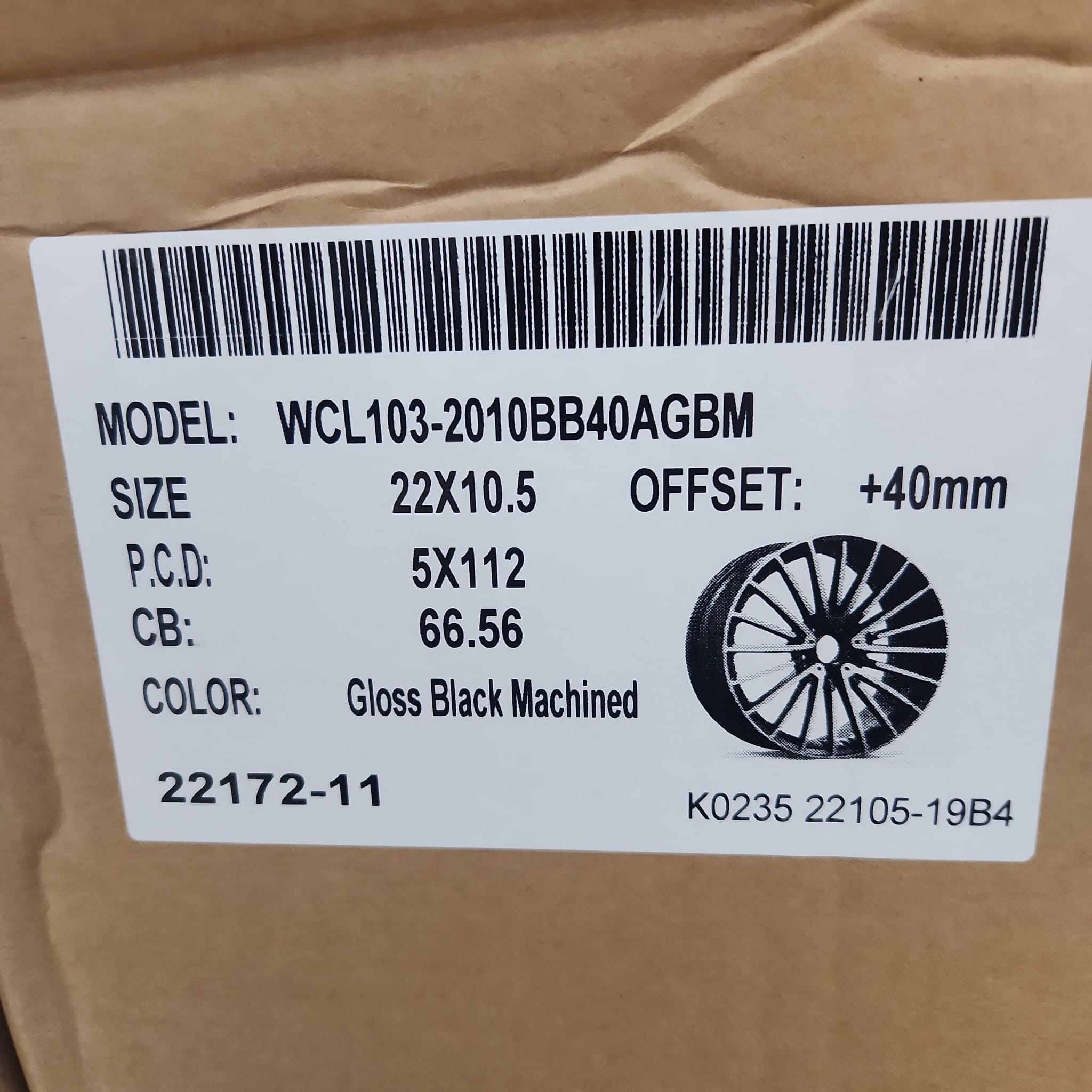 WCL103 WHEELS 22x10.5 5x112 GLOSS BLACK MACHINE - Gun Hill Tire House (WTW - WHOLESALE TIRES & WHEELS)