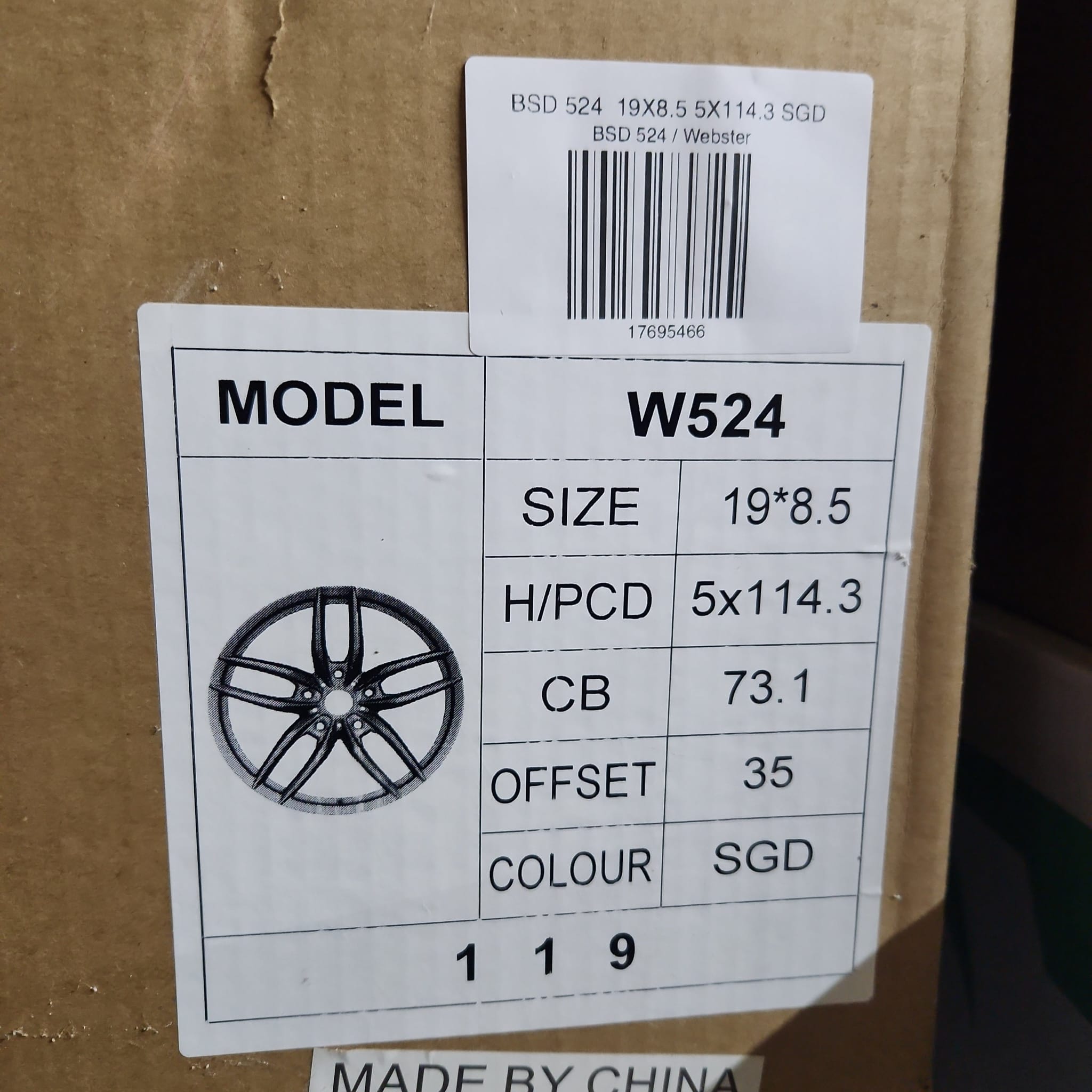 W524 19X8.5 5X114.3 SGD - Gun Hill Tire House (WTW - WHOLESALE TIRES & WHEELS)