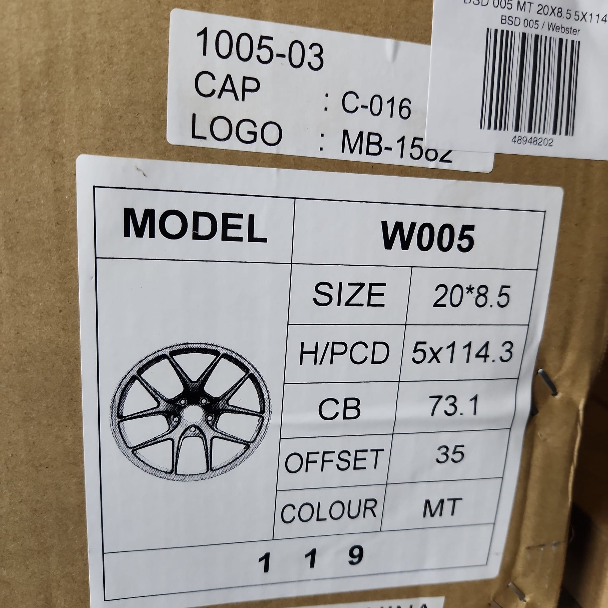 W005 MT 20X8.5 5X114.3 - Gun Hill Tire House (WTW - WHOLESALE TIRES & WHEELS)