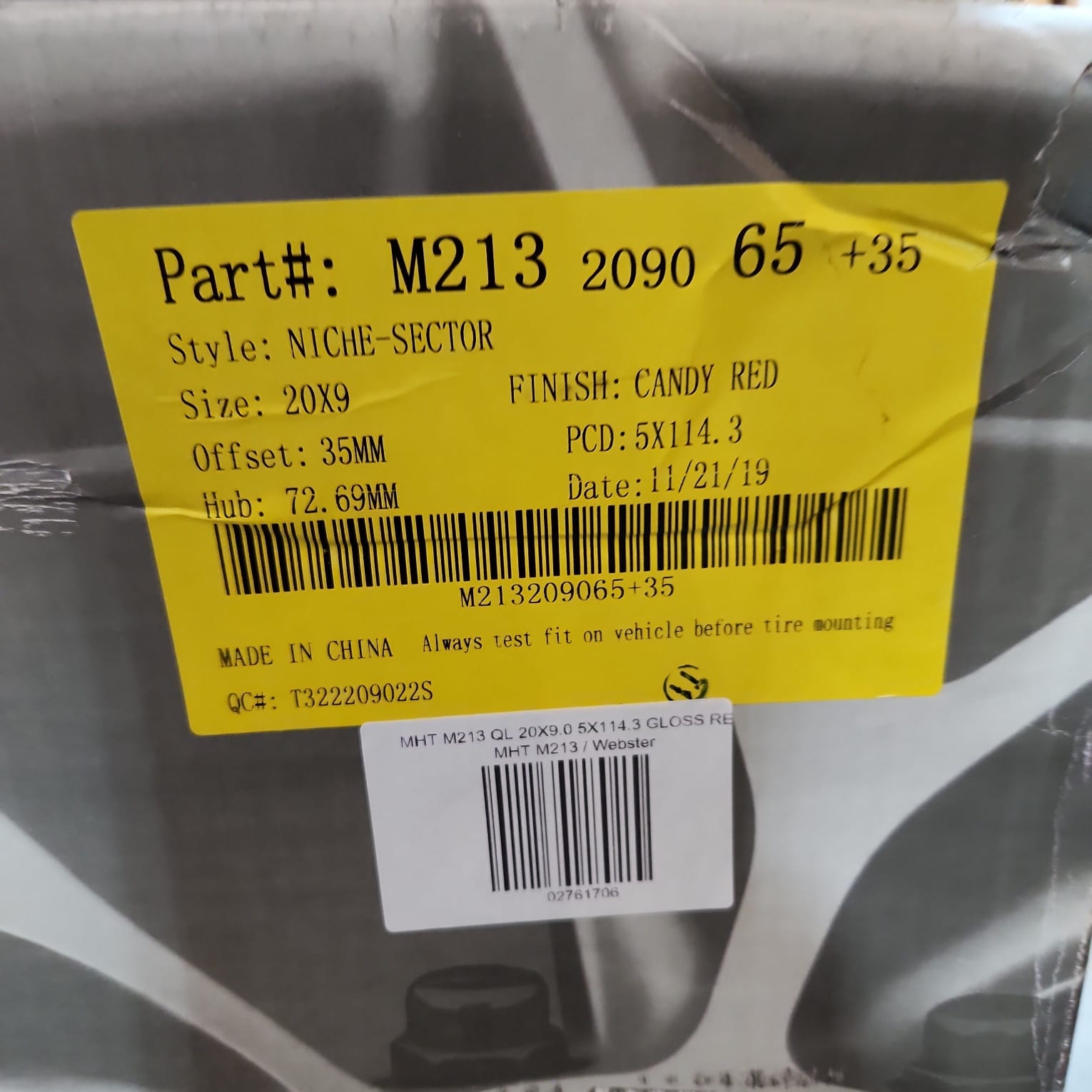 NICHE SECTOR MHT M213 QL 20X9.0 5X114.3 GLOSS RED - Gun Hill Tire House (WTW - WHOLESALE TIRES & WHEELS)