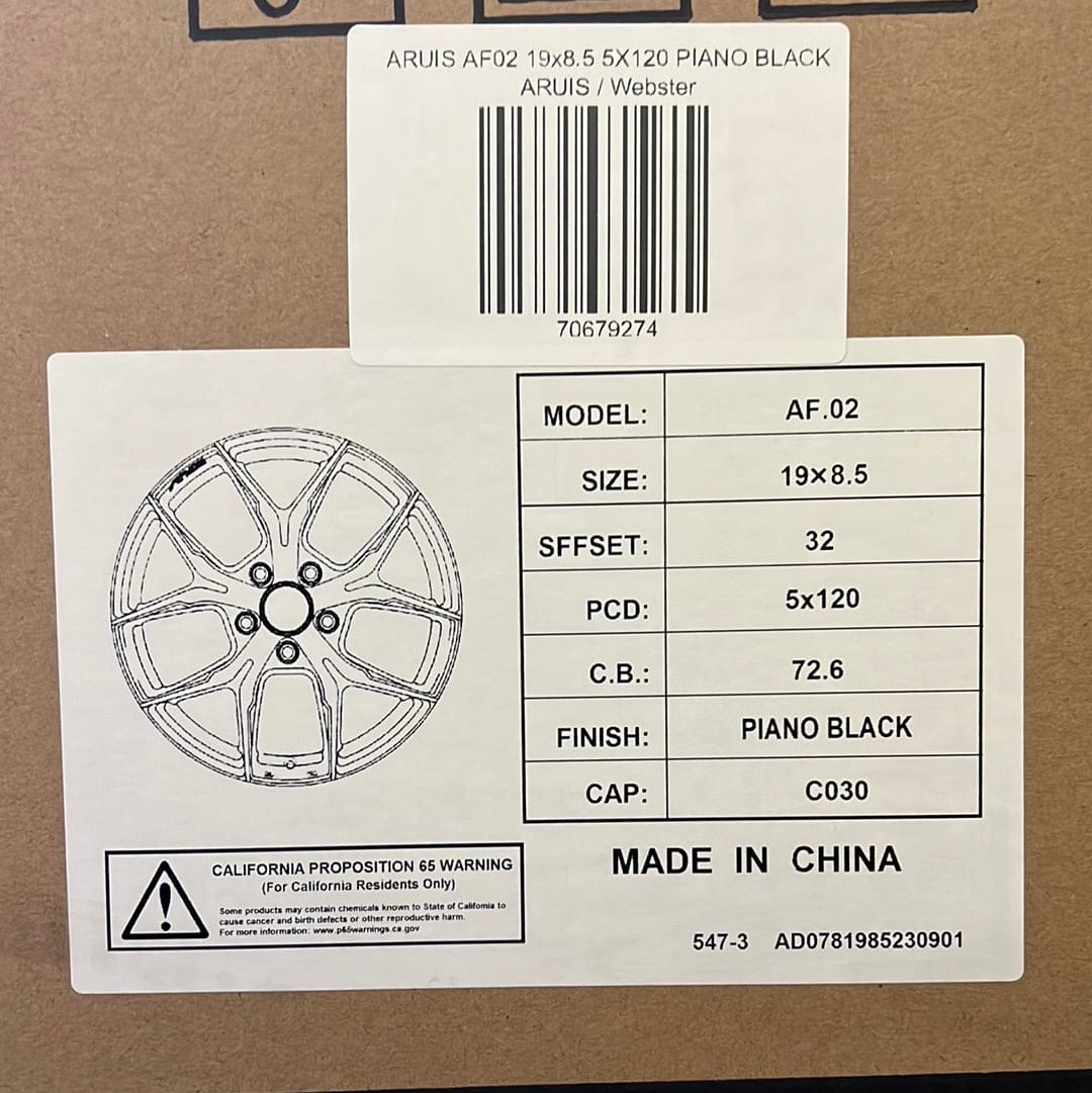 AF02 19x8.5 5x120 GLOSS BLACK - Gun Hill Tire House (WTW - WHOLESALE TIRES & WHEELS)