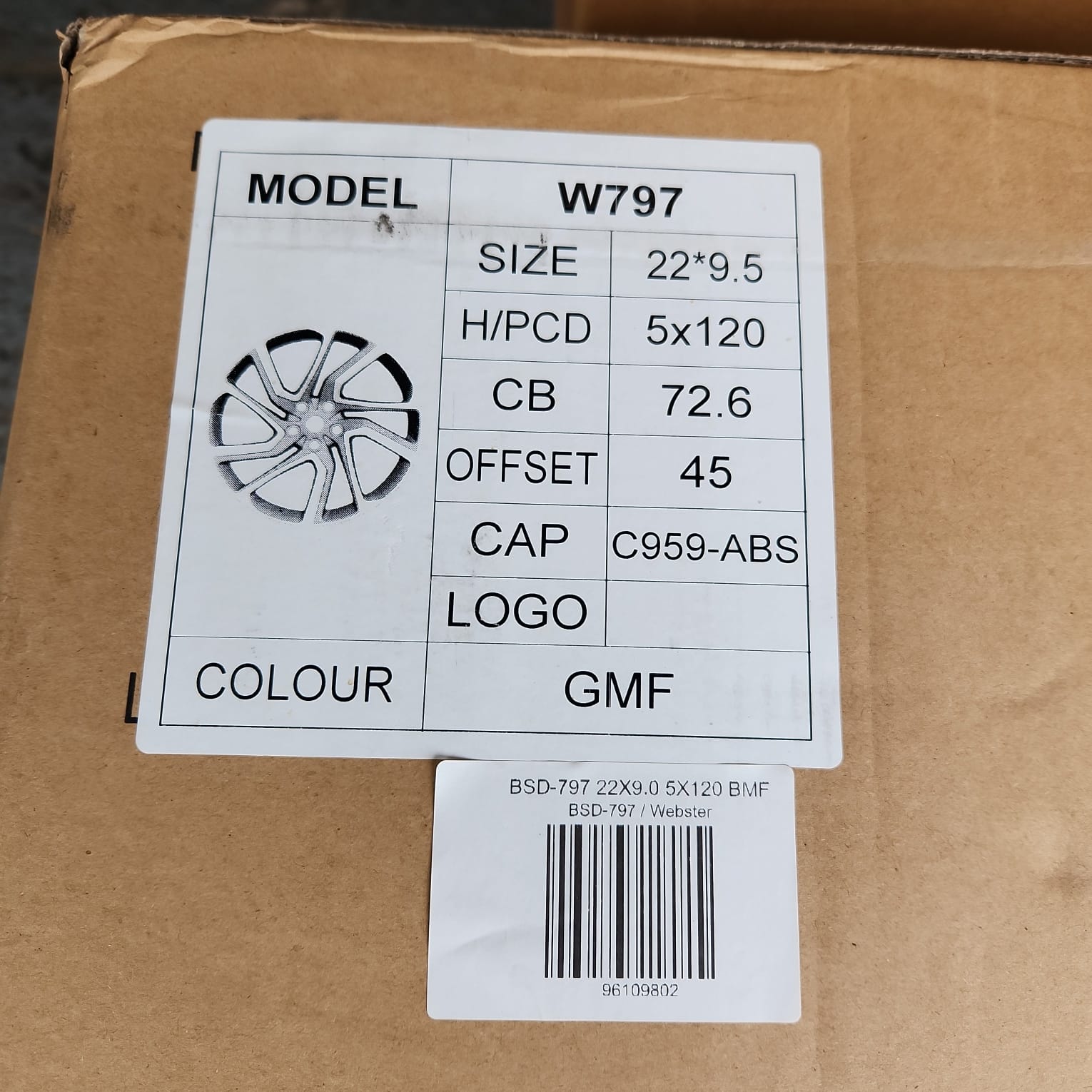 W797 22X9.0 5X120 GMF - Gun Hill Tire House (WTW - WHOLESALE TIRES & WHEELS)